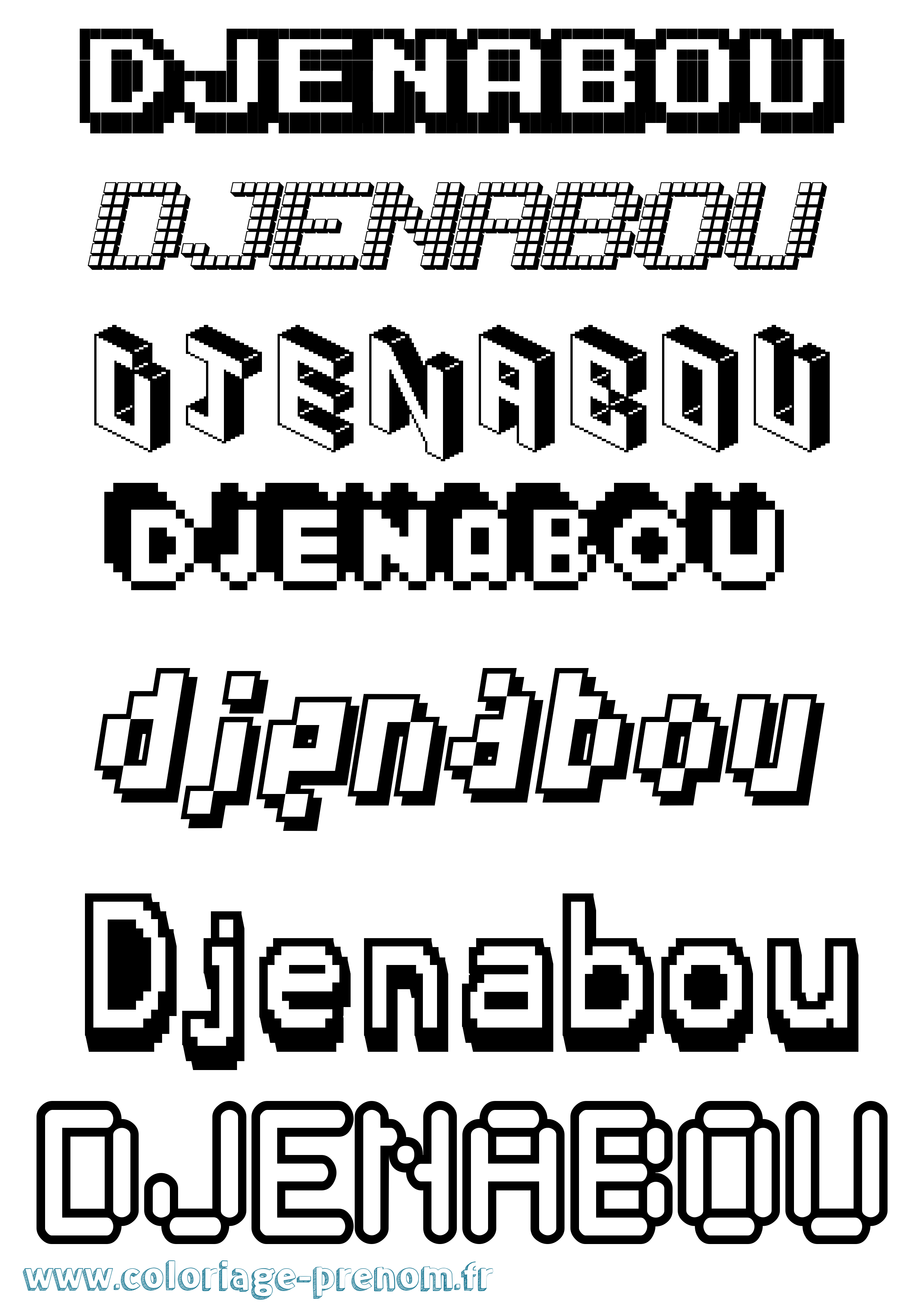 Coloriage Djenabou Pixel Coloriage prénom Djenabou Pixel