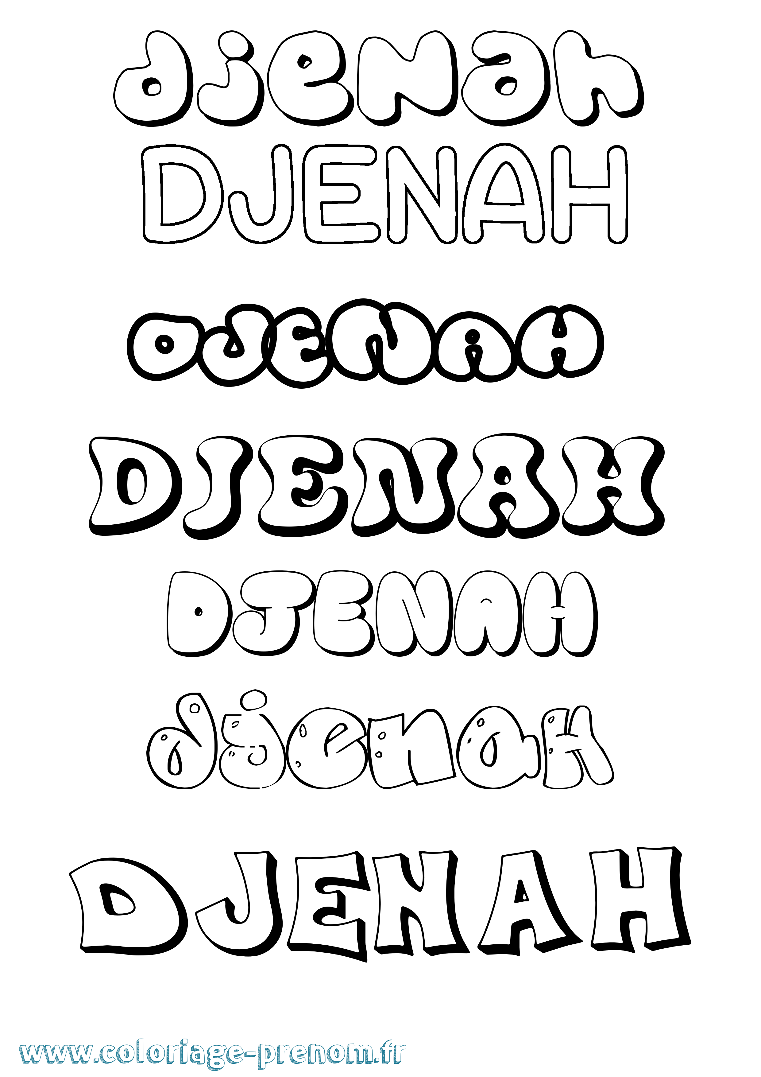 Coloriage Djenah Bubble Coloriage prénom Djenah Bubble