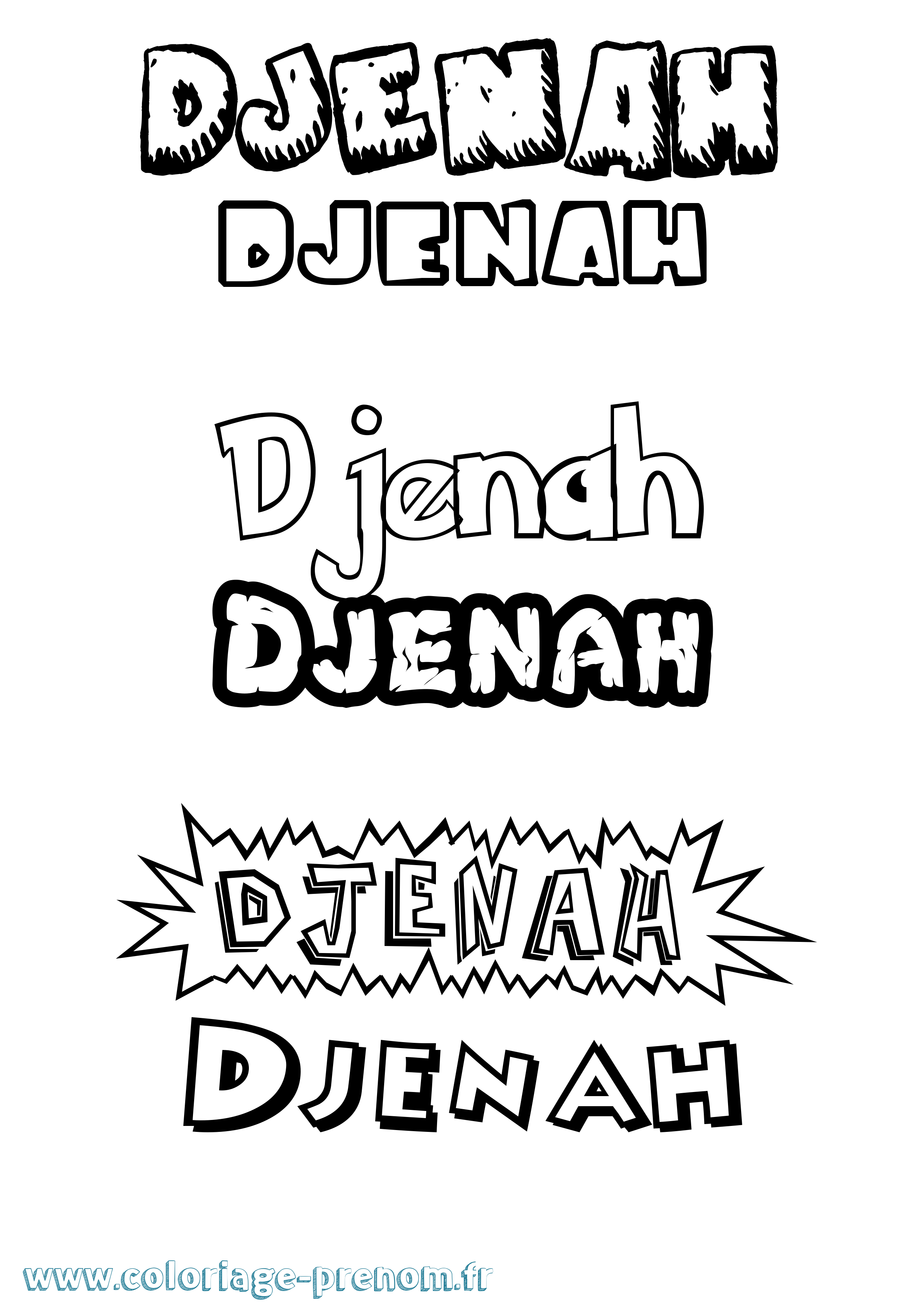 Coloriage Djenah Dessin Animé Coloriage prénom Djenah Dessin Animé