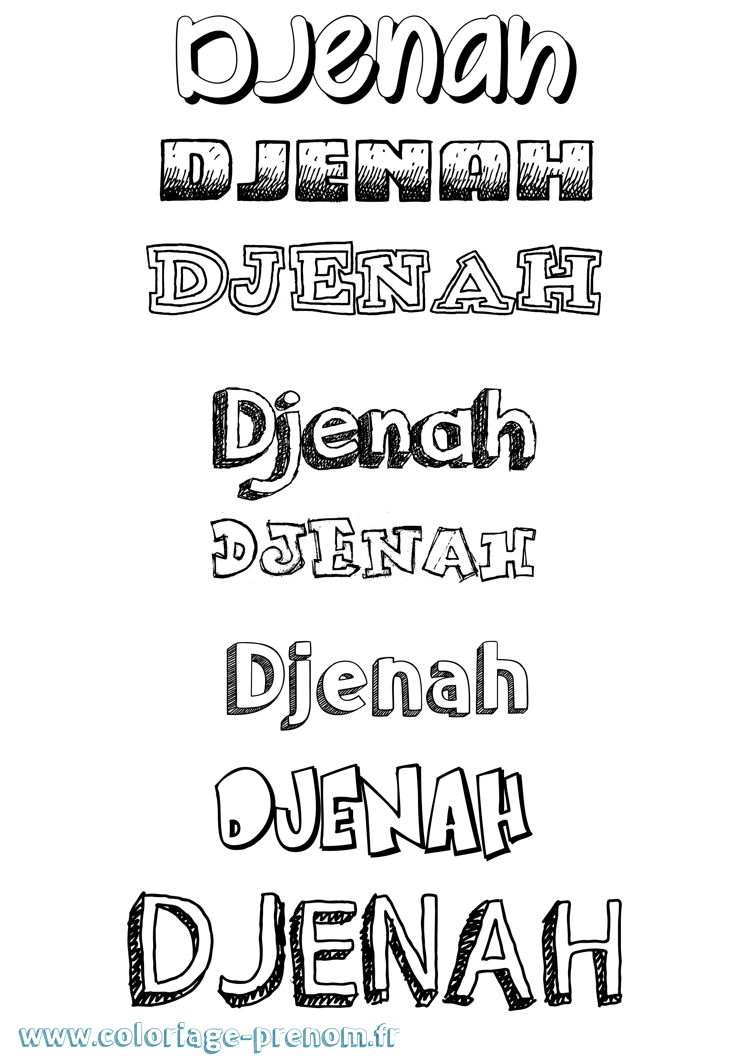 Coloriage Djenah Dessiné Coloriage prénom Djenah Dessiné