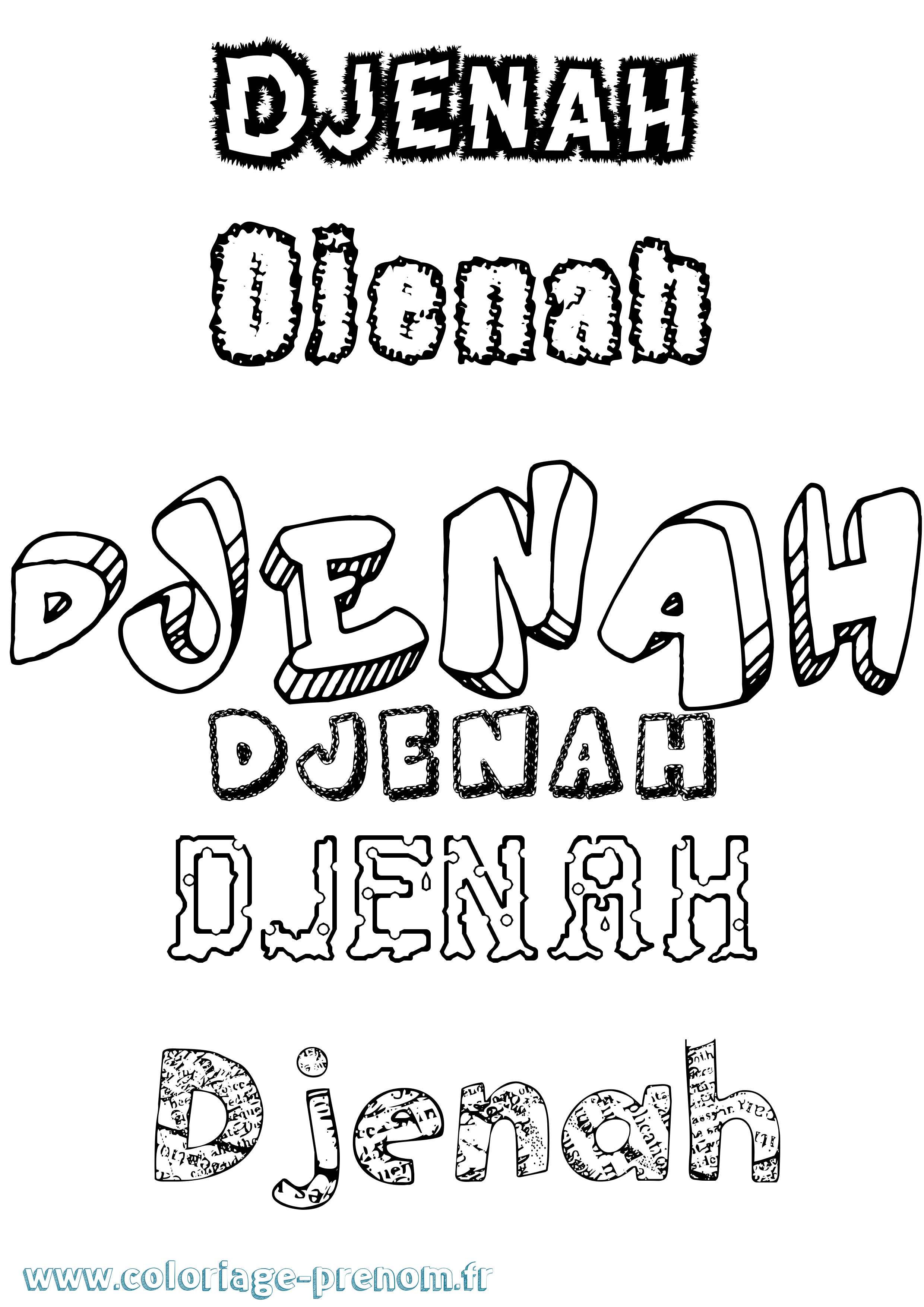 Coloriage Djenah Destructuré Coloriage prénom Djenah Destructuré