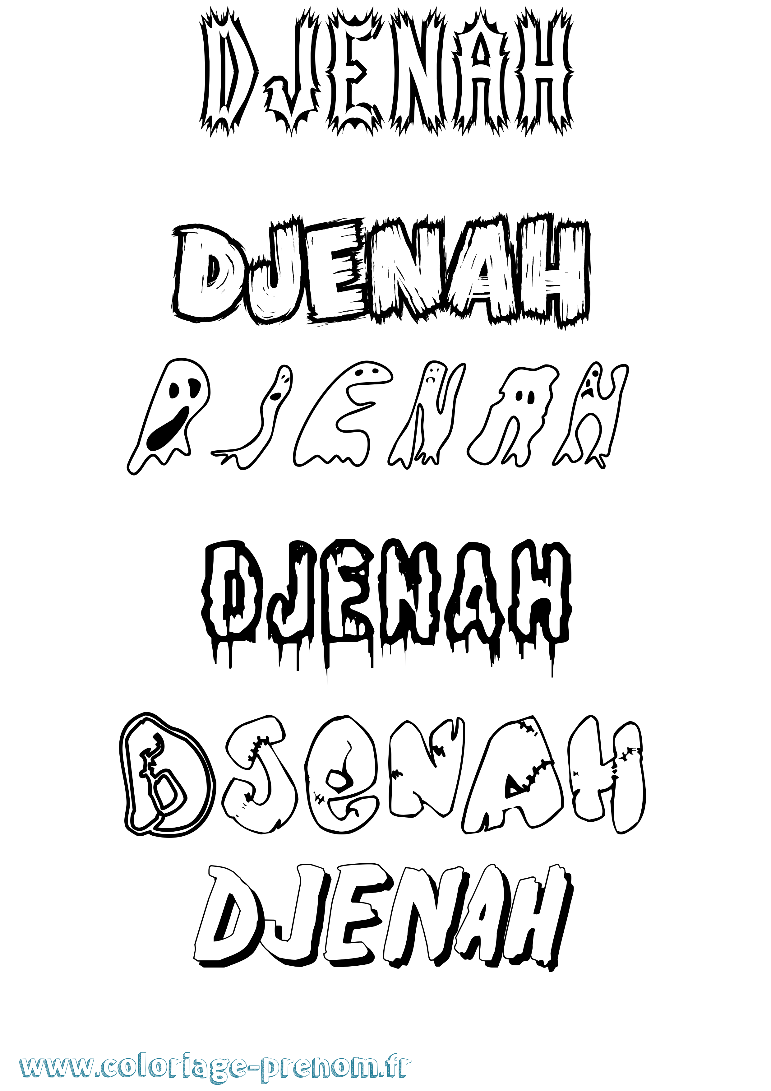 Coloriage Djenah Frisson Coloriage prénom Djenah Frisson
