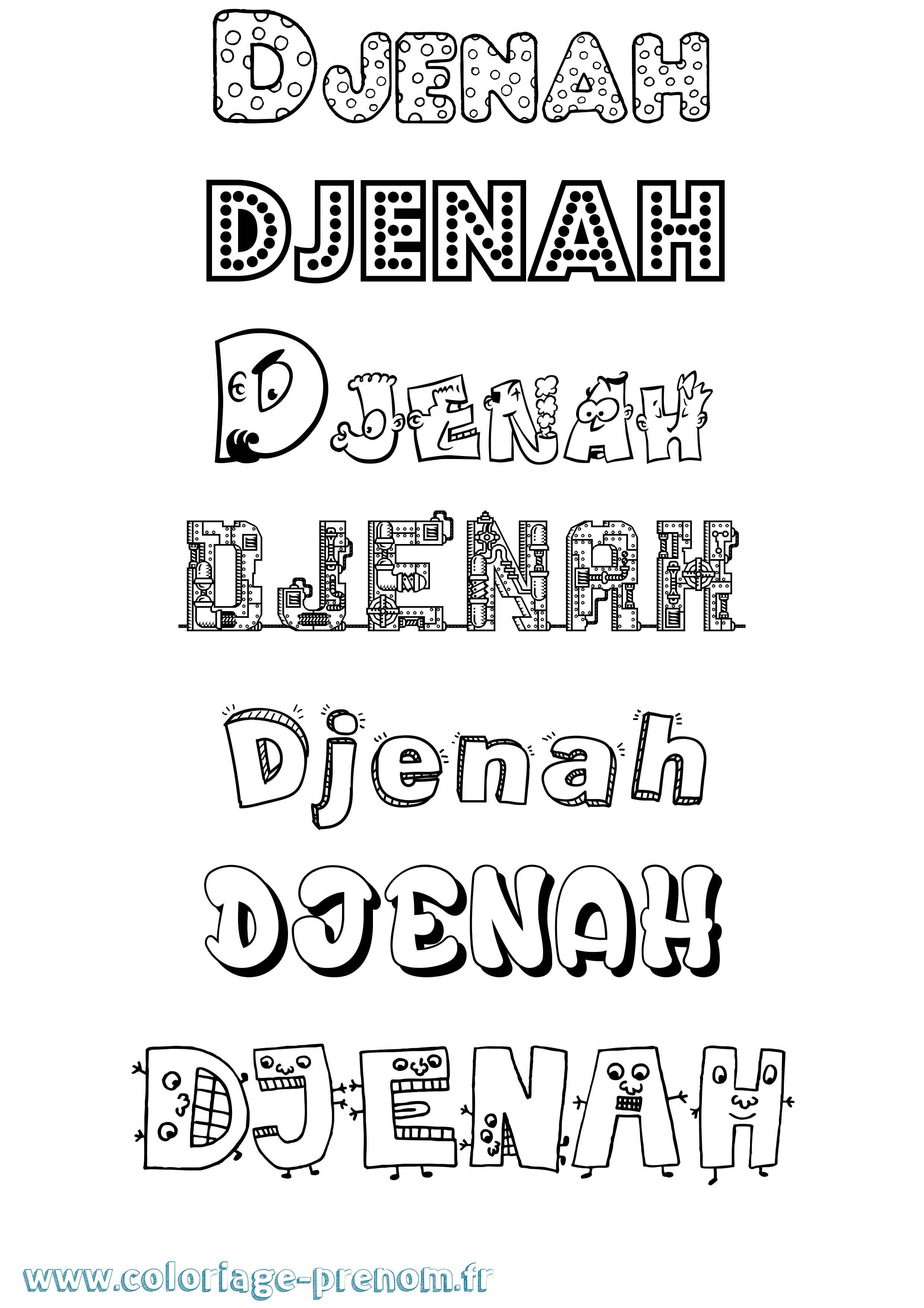 Coloriage Djenah Fun Coloriage prénom Djenah Fun