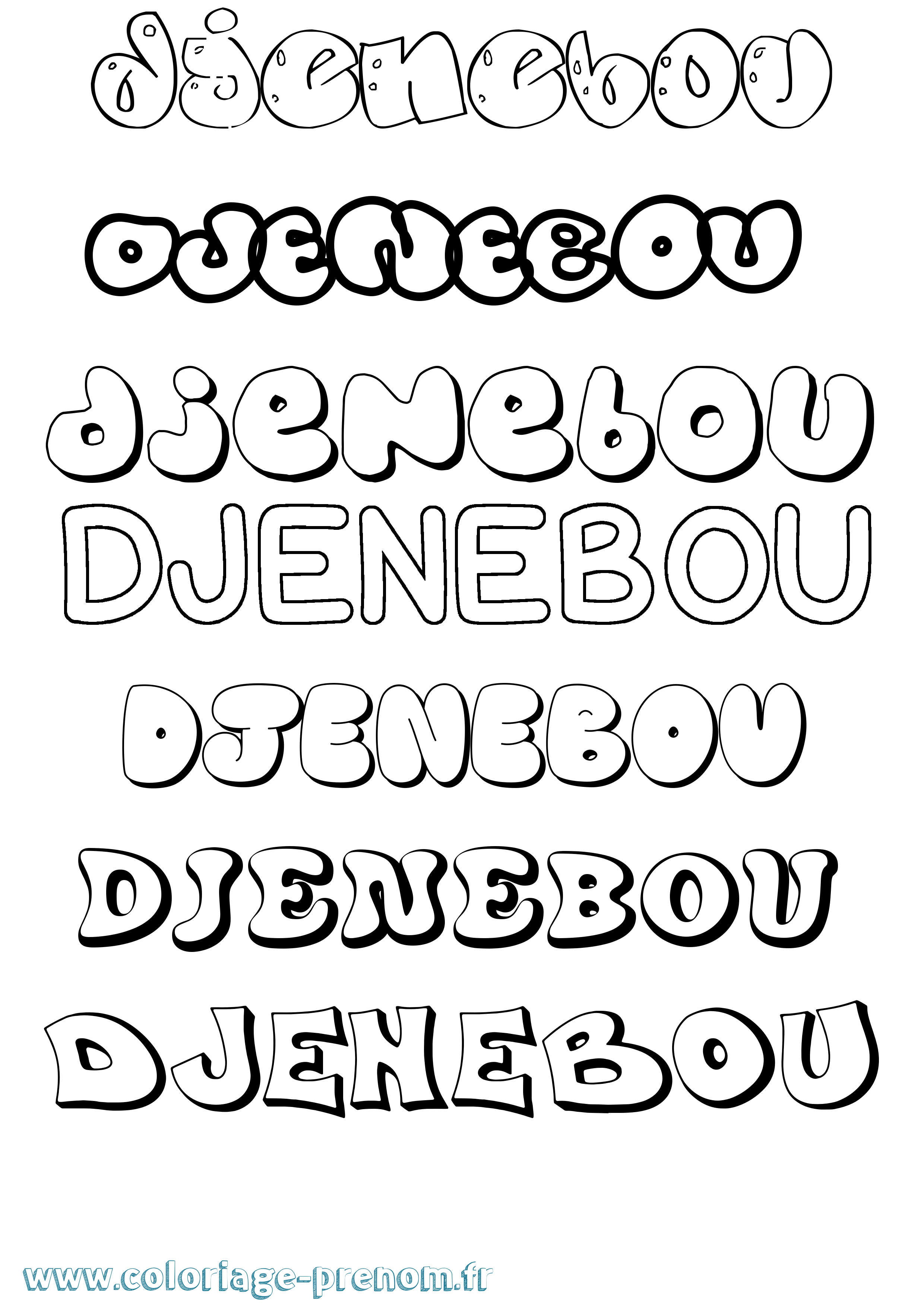 Coloriage Djenebou Bubble Coloriage prénom Djenebou Bubble