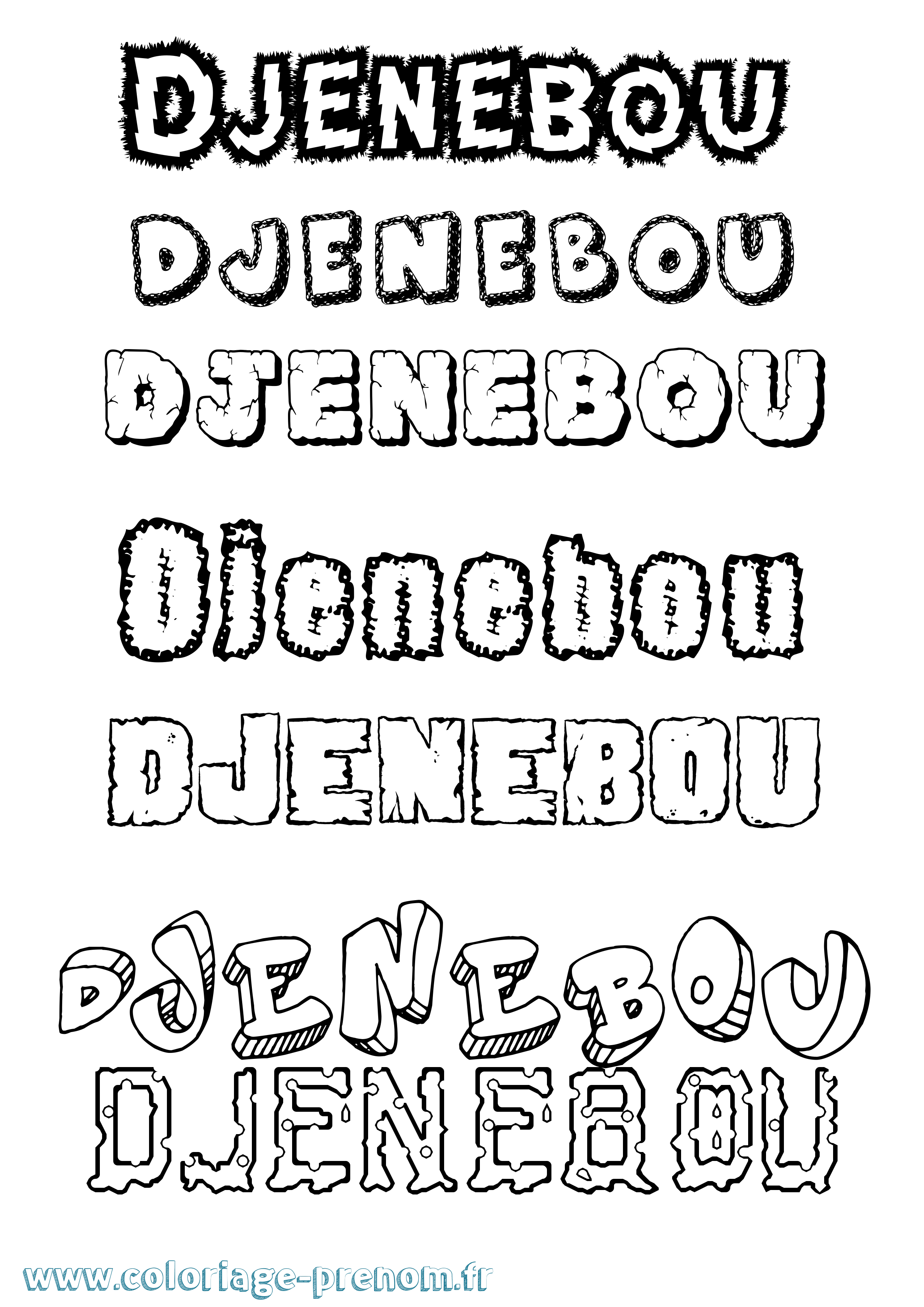 Coloriage Djenebou Destructuré Coloriage prénom Djenebou Destructuré