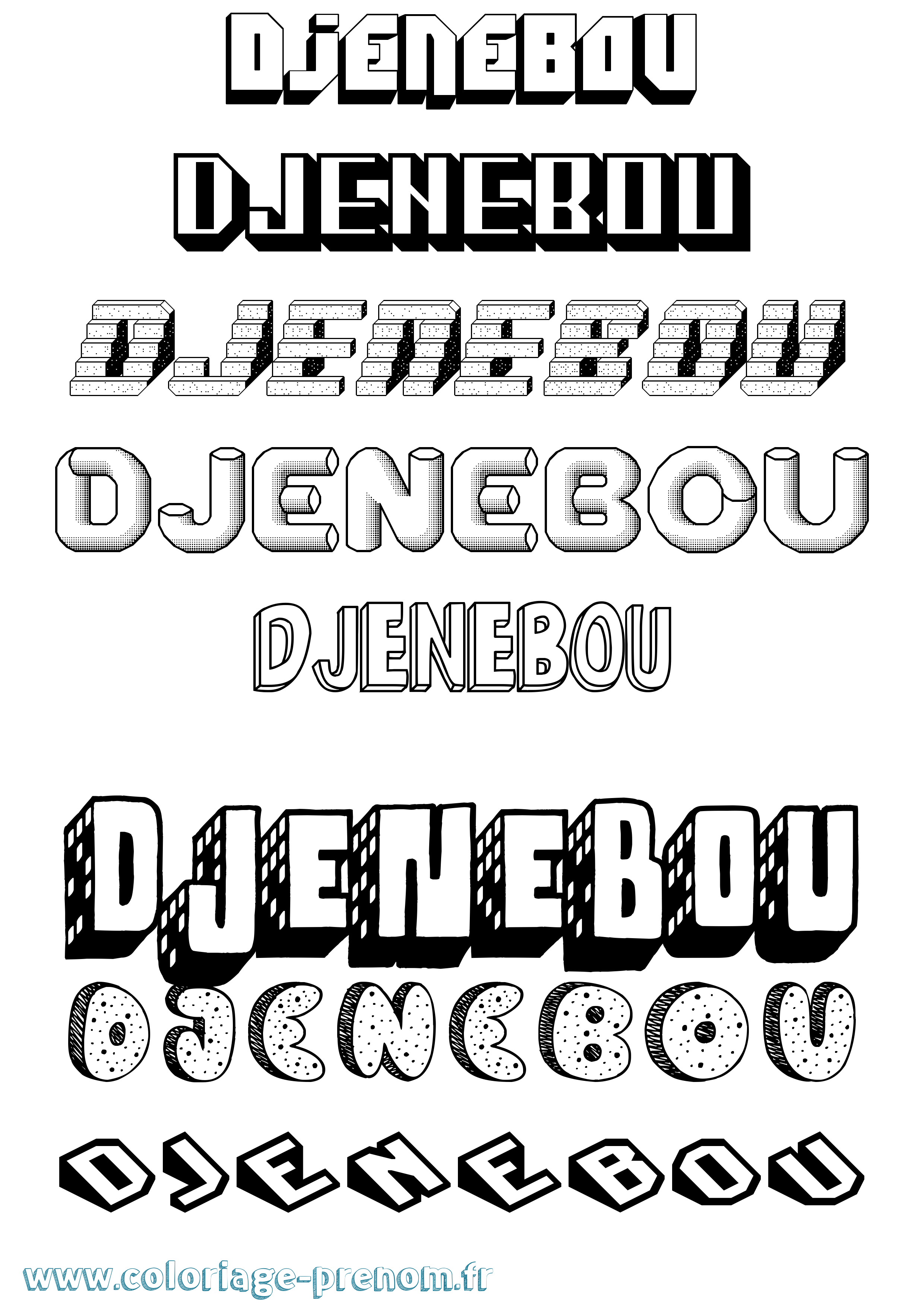 Coloriage Djenebou Effet 3D Coloriage prénom Djenebou Effet 3D