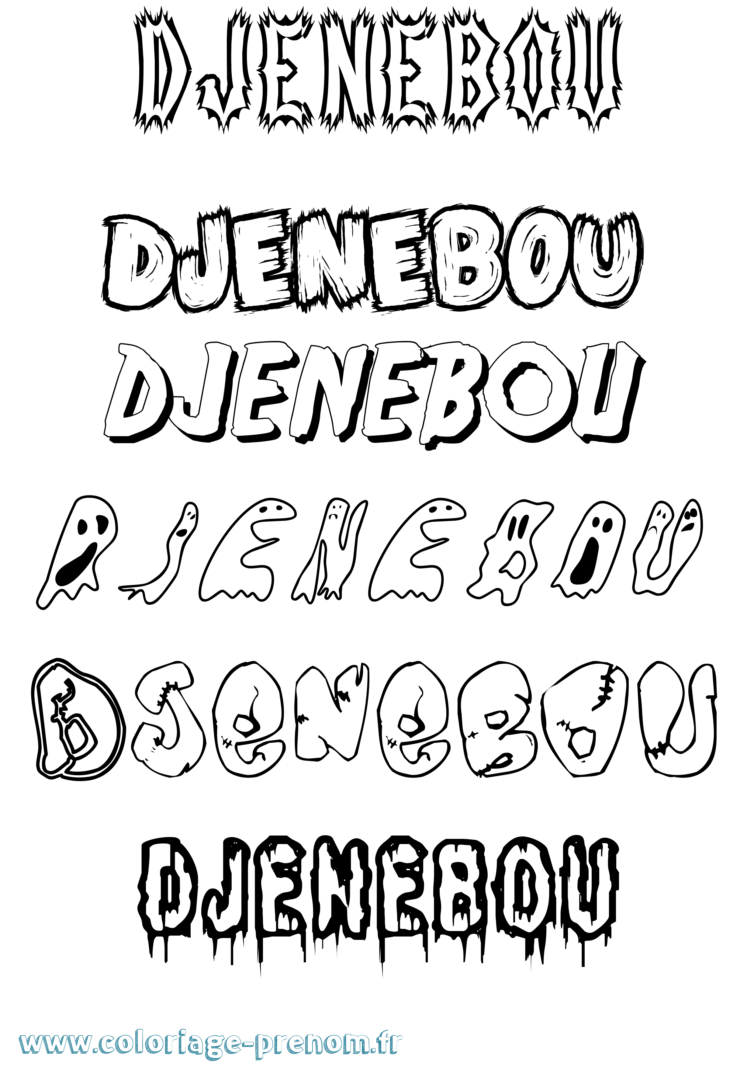 Coloriage Djenebou Frisson Coloriage prénom Djenebou Frisson