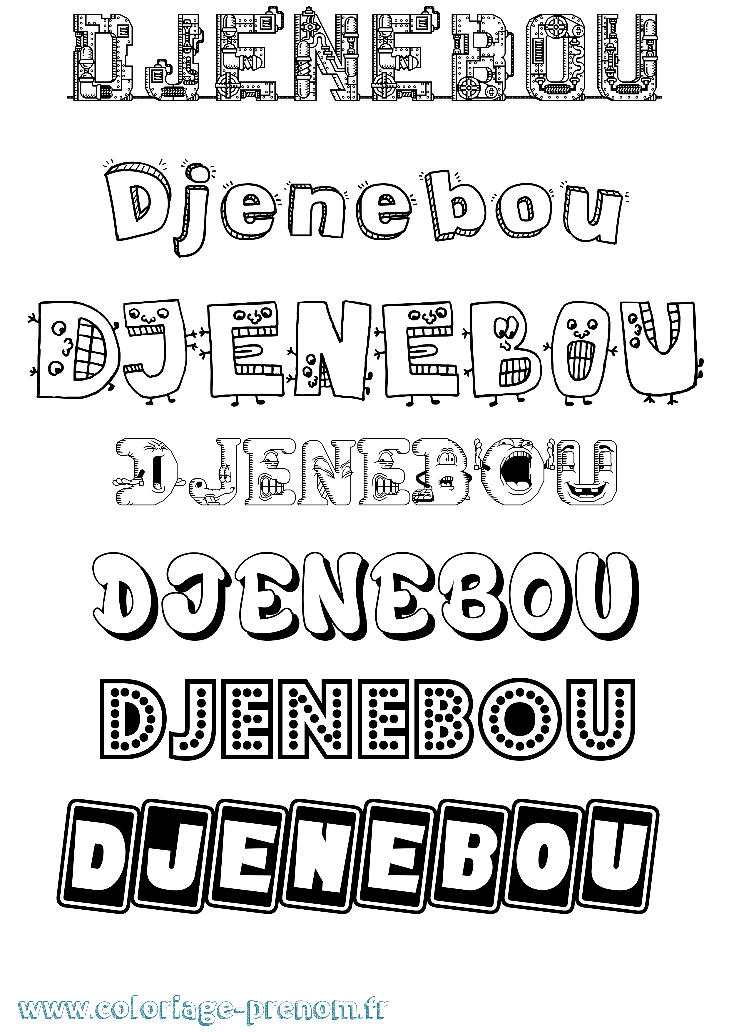 Coloriage Djenebou Fun Coloriage prénom Djenebou Fun