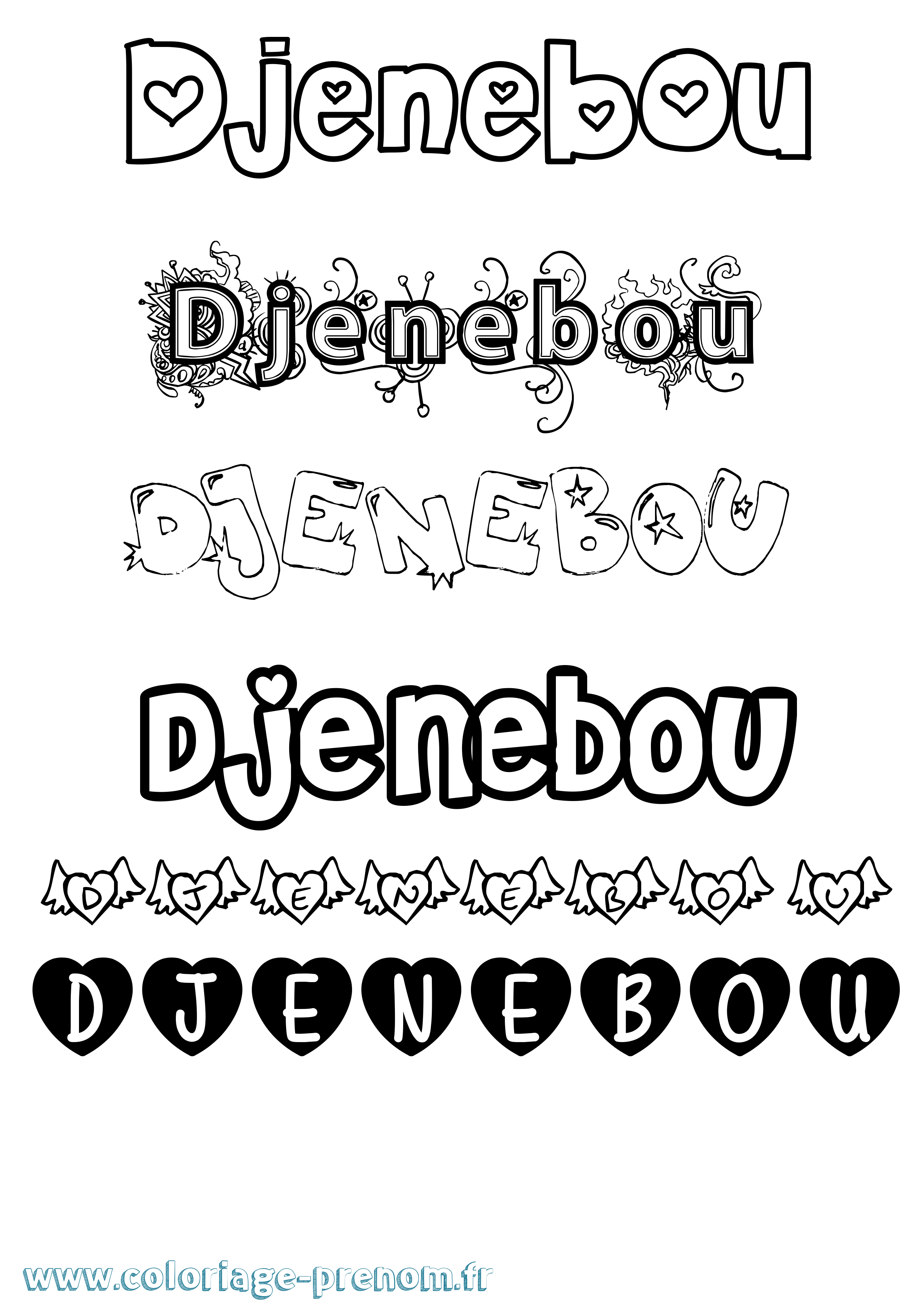 Coloriage Djenebou Girly Coloriage prénom Djenebou Girly