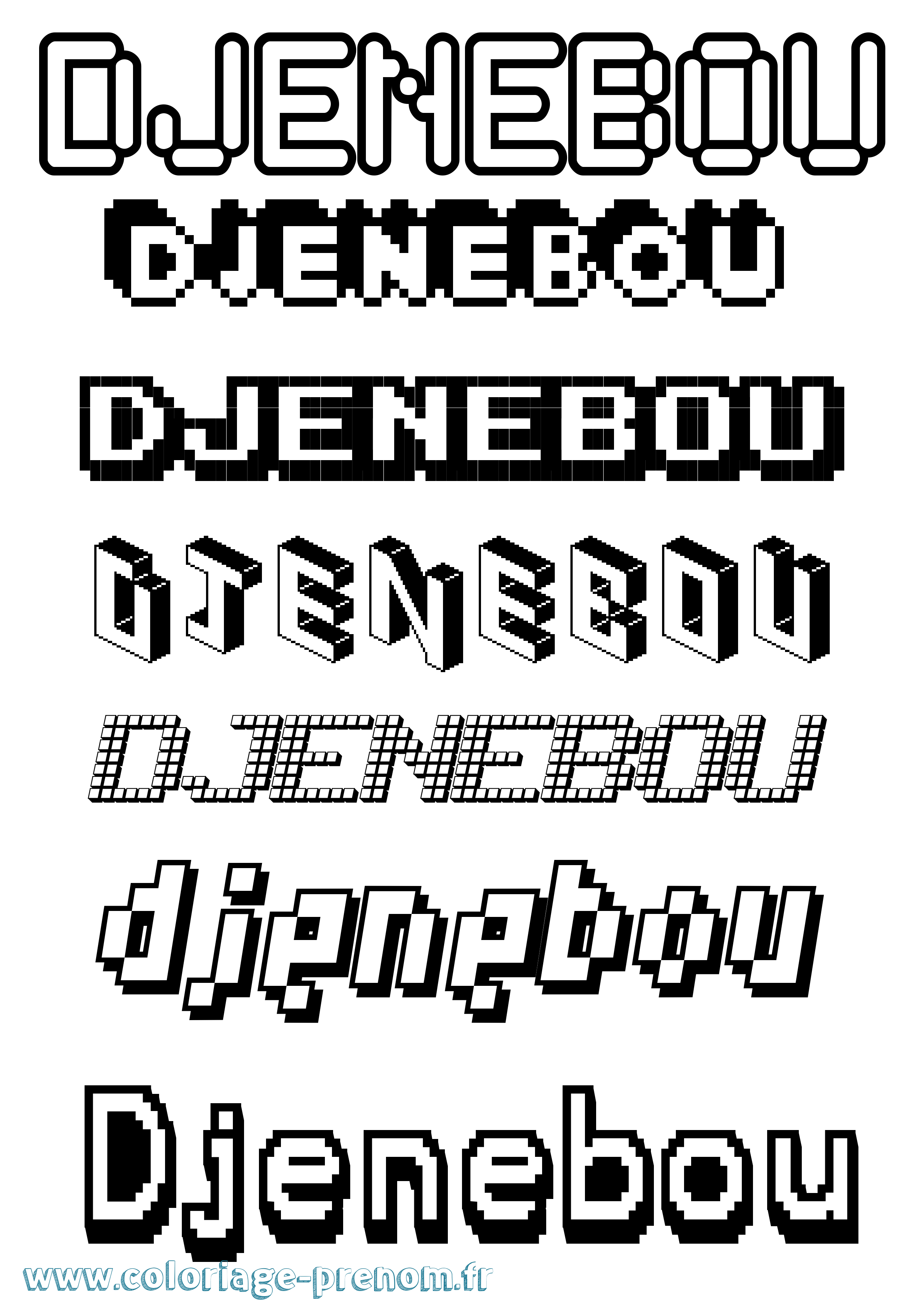 Coloriage Djenebou Pixel Coloriage prénom Djenebou Pixel