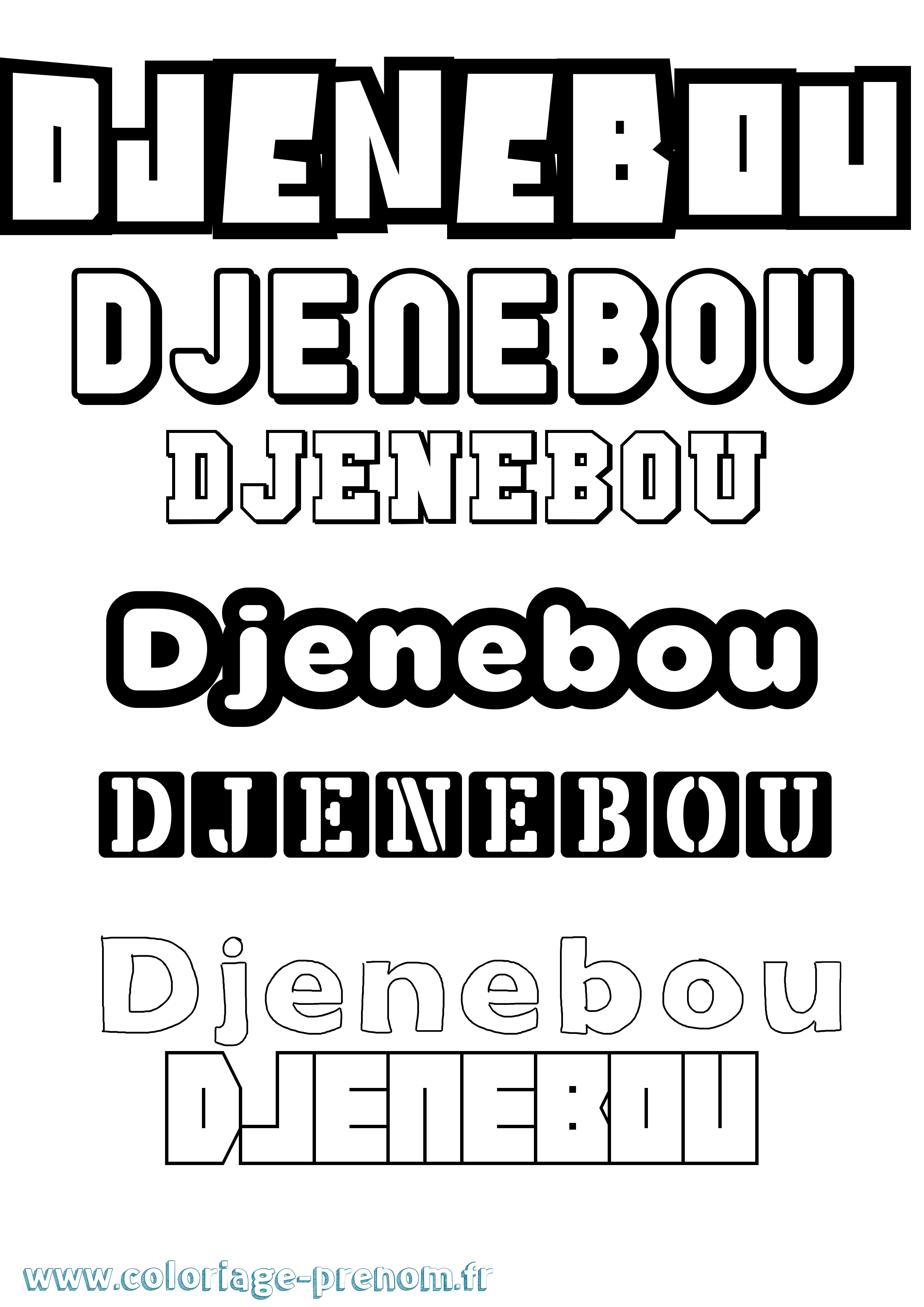 Coloriage Djenebou Simple Coloriage prénom Djenebou Simple