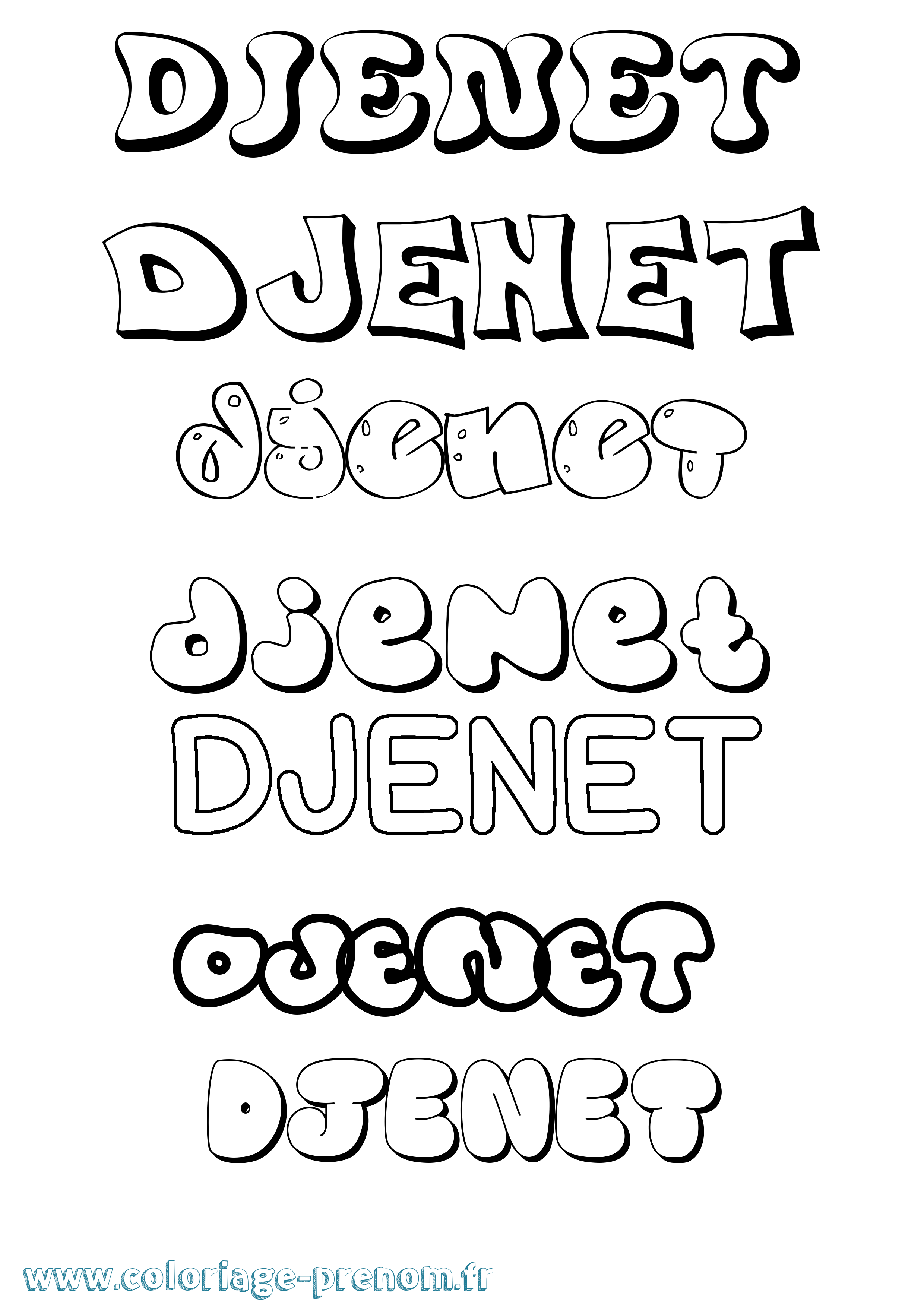 Coloriage Djenet Bubble Coloriage prénom Djenet Bubble