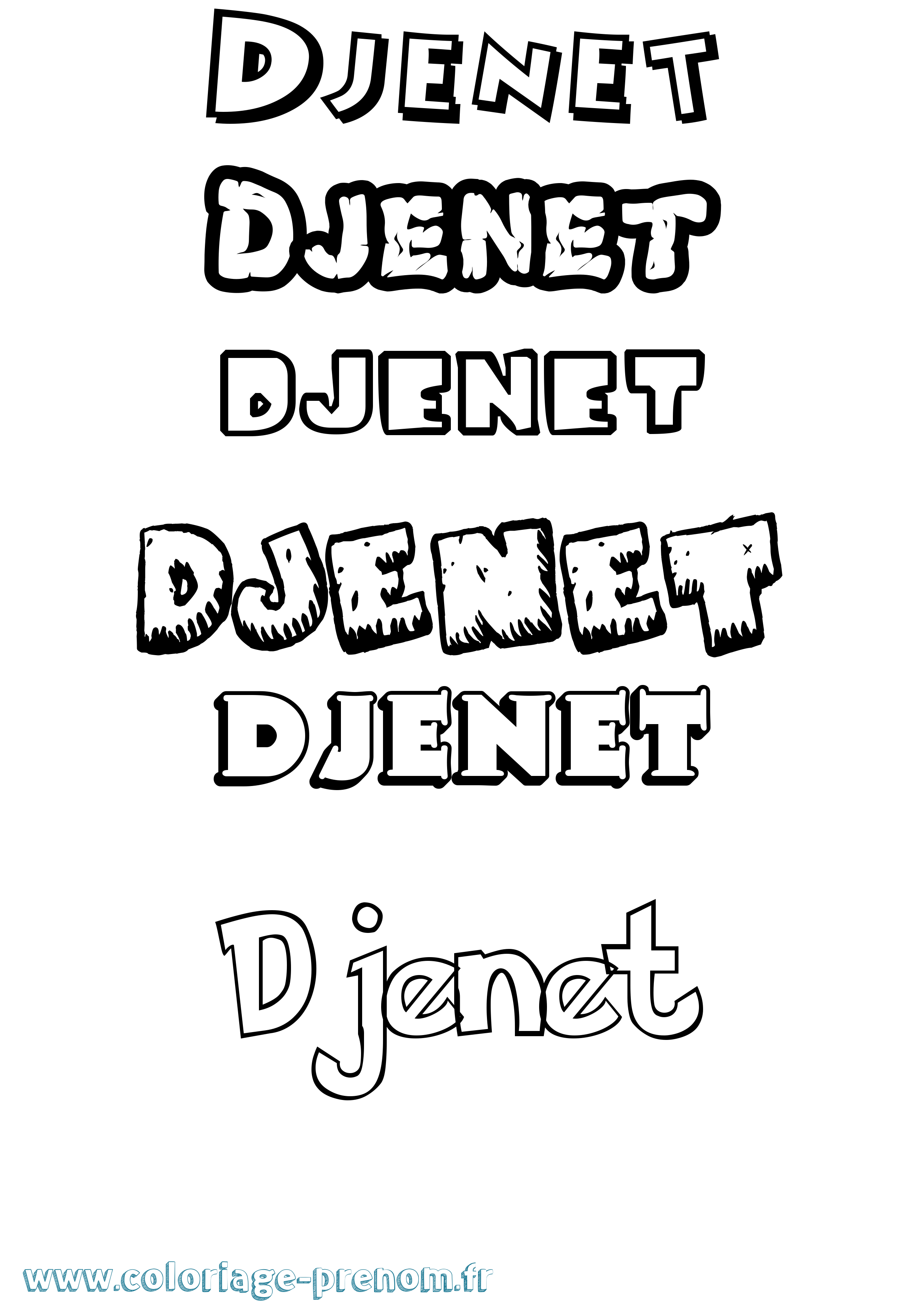 Coloriage Djenet Dessin Animé Coloriage prénom Djenet Dessin Animé