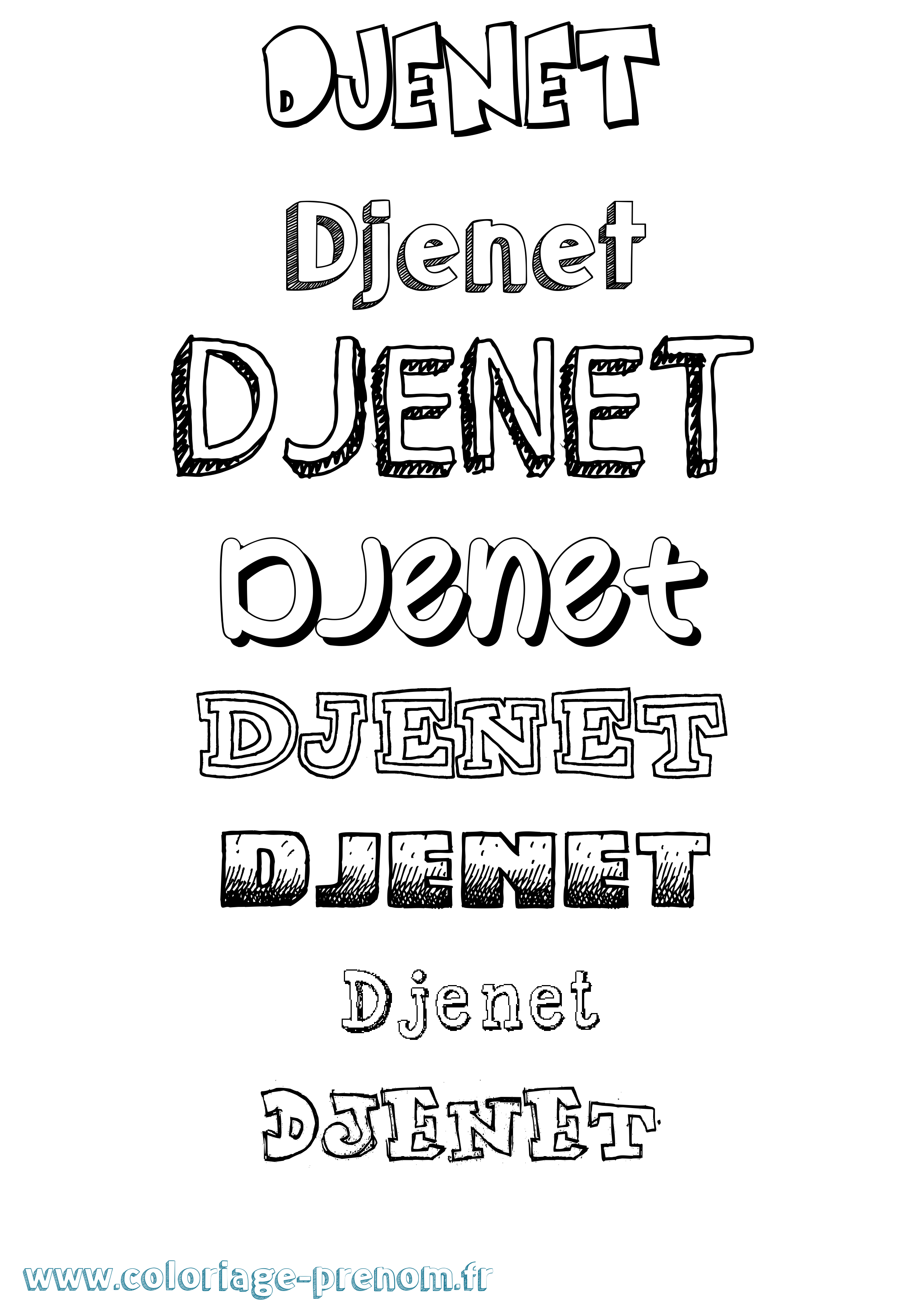 Coloriage Djenet Dessiné Coloriage prénom Djenet Dessiné