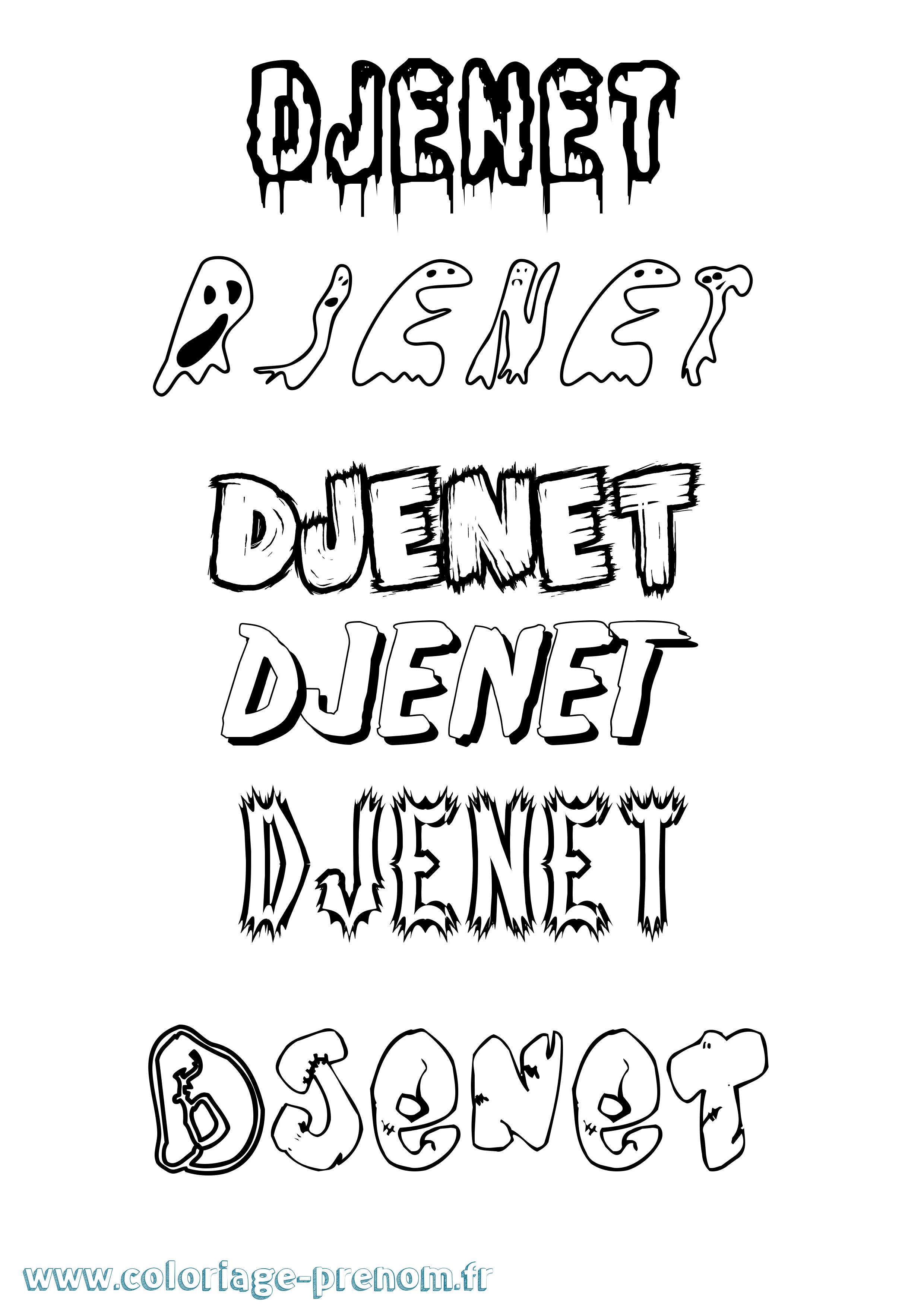Coloriage Djenet Frisson Coloriage prénom Djenet Frisson