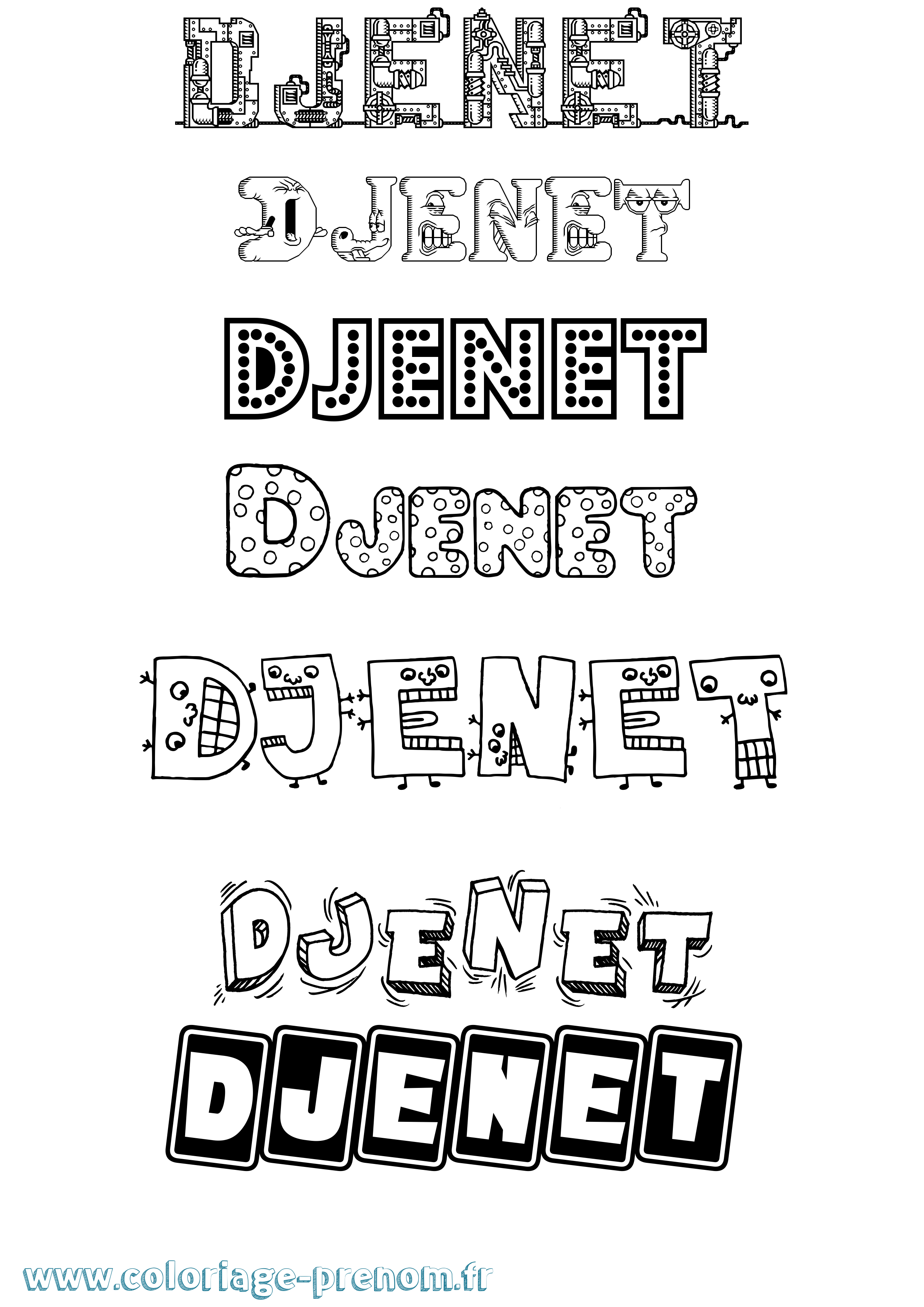 Coloriage Djenet Fun Coloriage prénom Djenet Fun