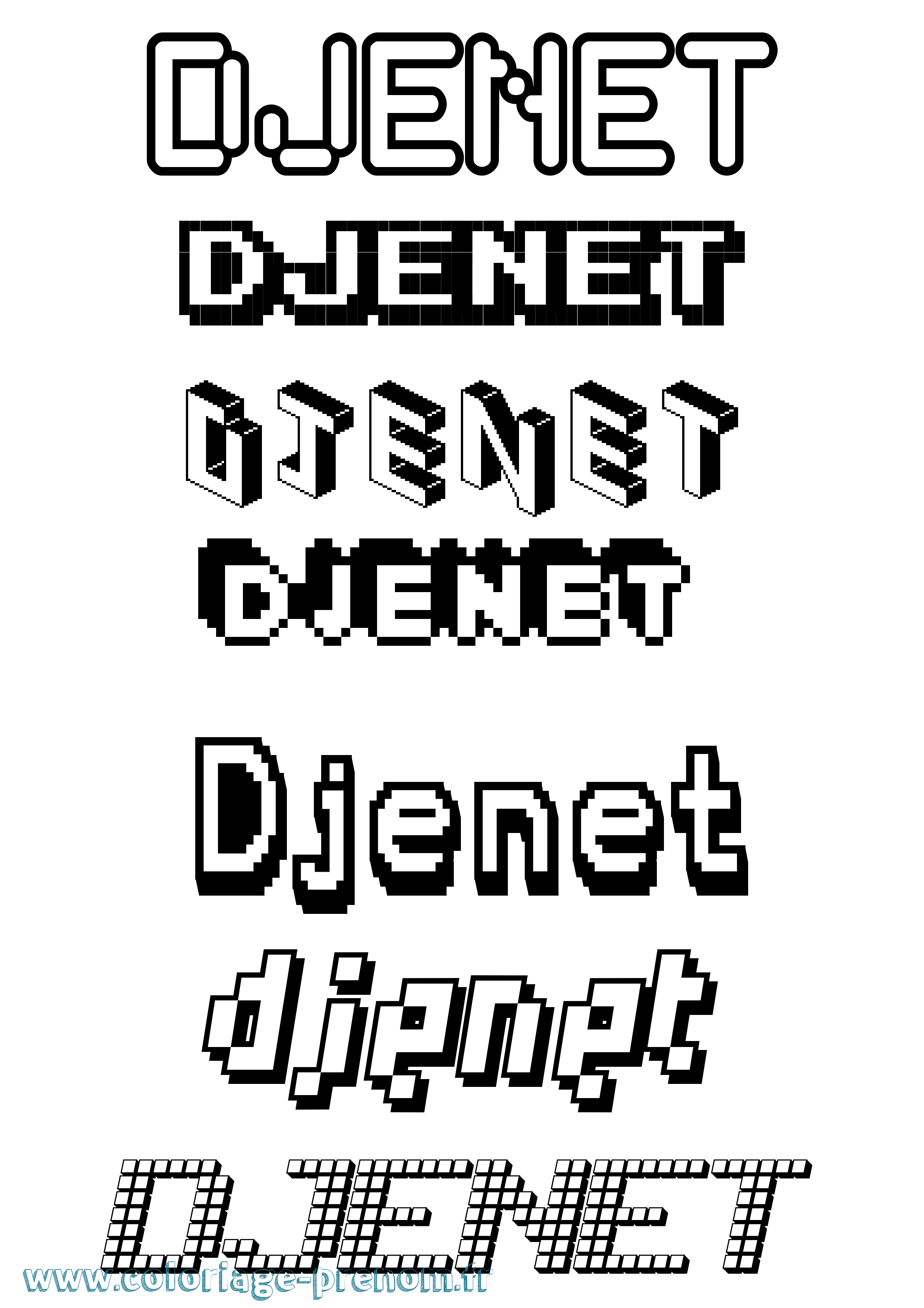 Coloriage Djenet Pixel Coloriage prénom Djenet Pixel