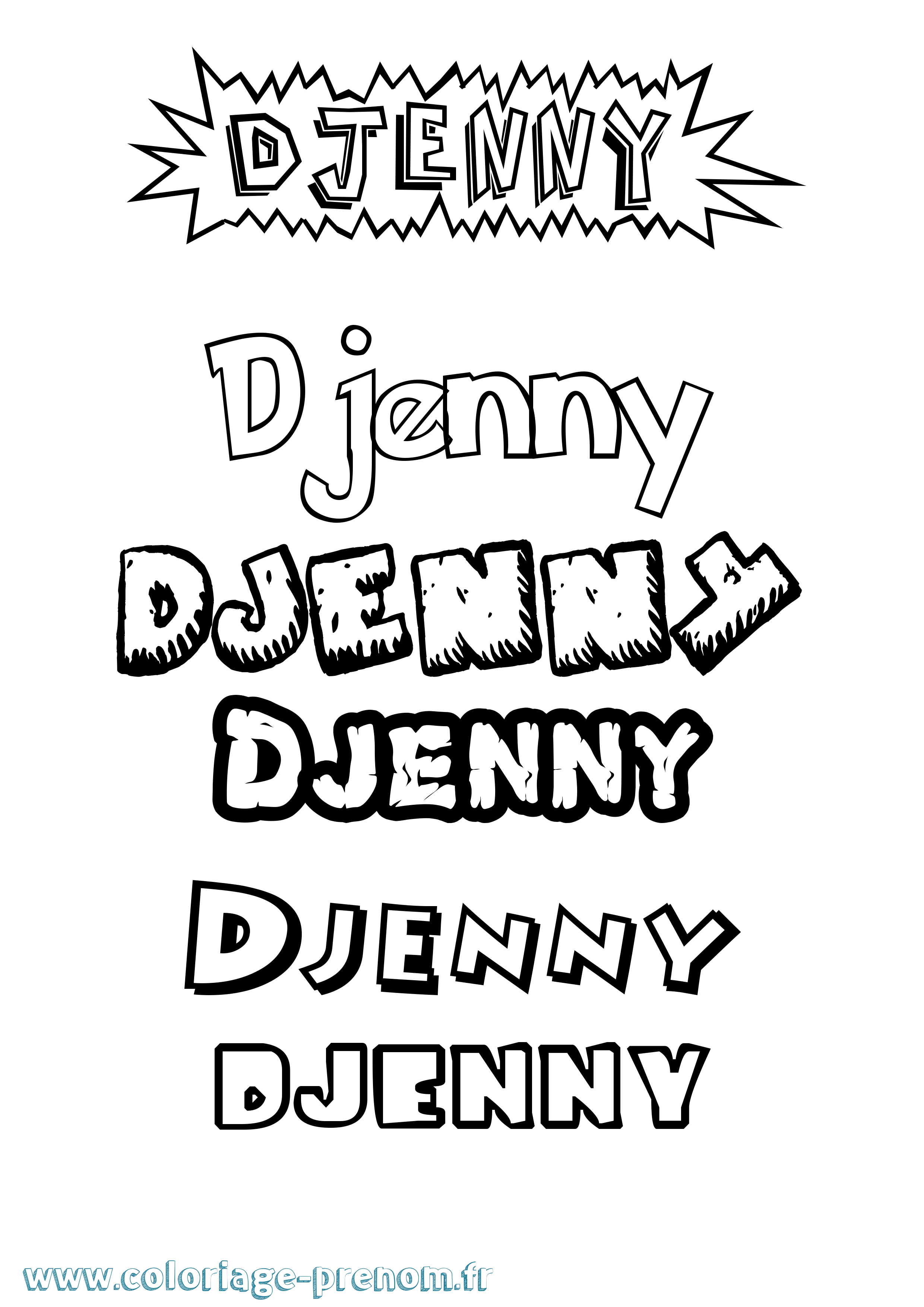 Coloriage Djenny Dessin Animé Coloriage prénom Djenny Dessin Animé