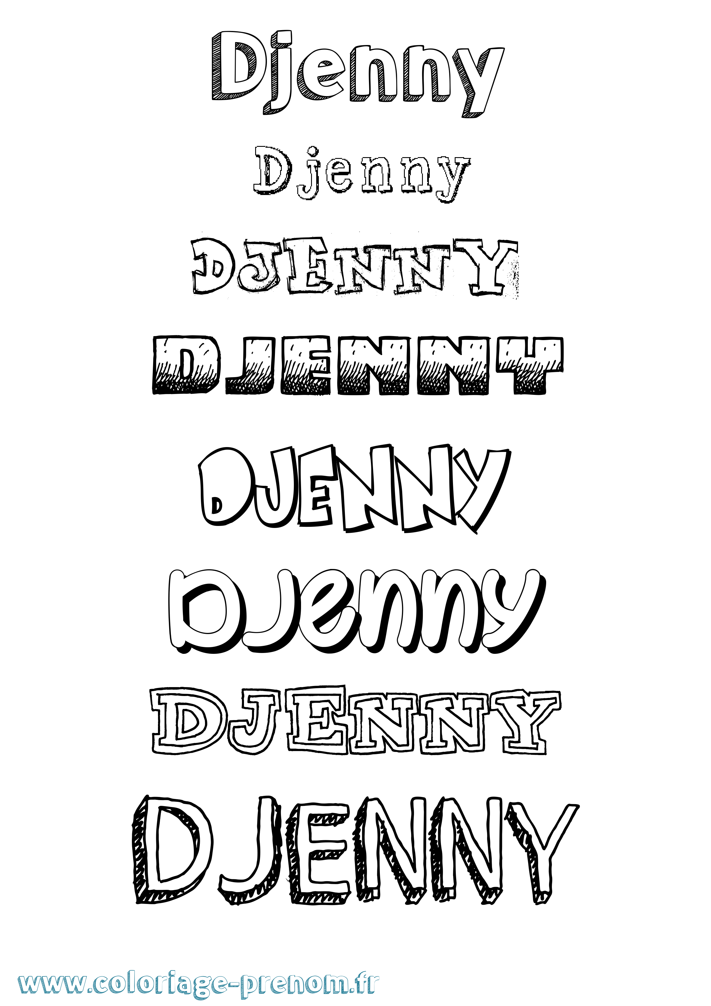 Coloriage Djenny Dessiné Coloriage prénom Djenny Dessiné