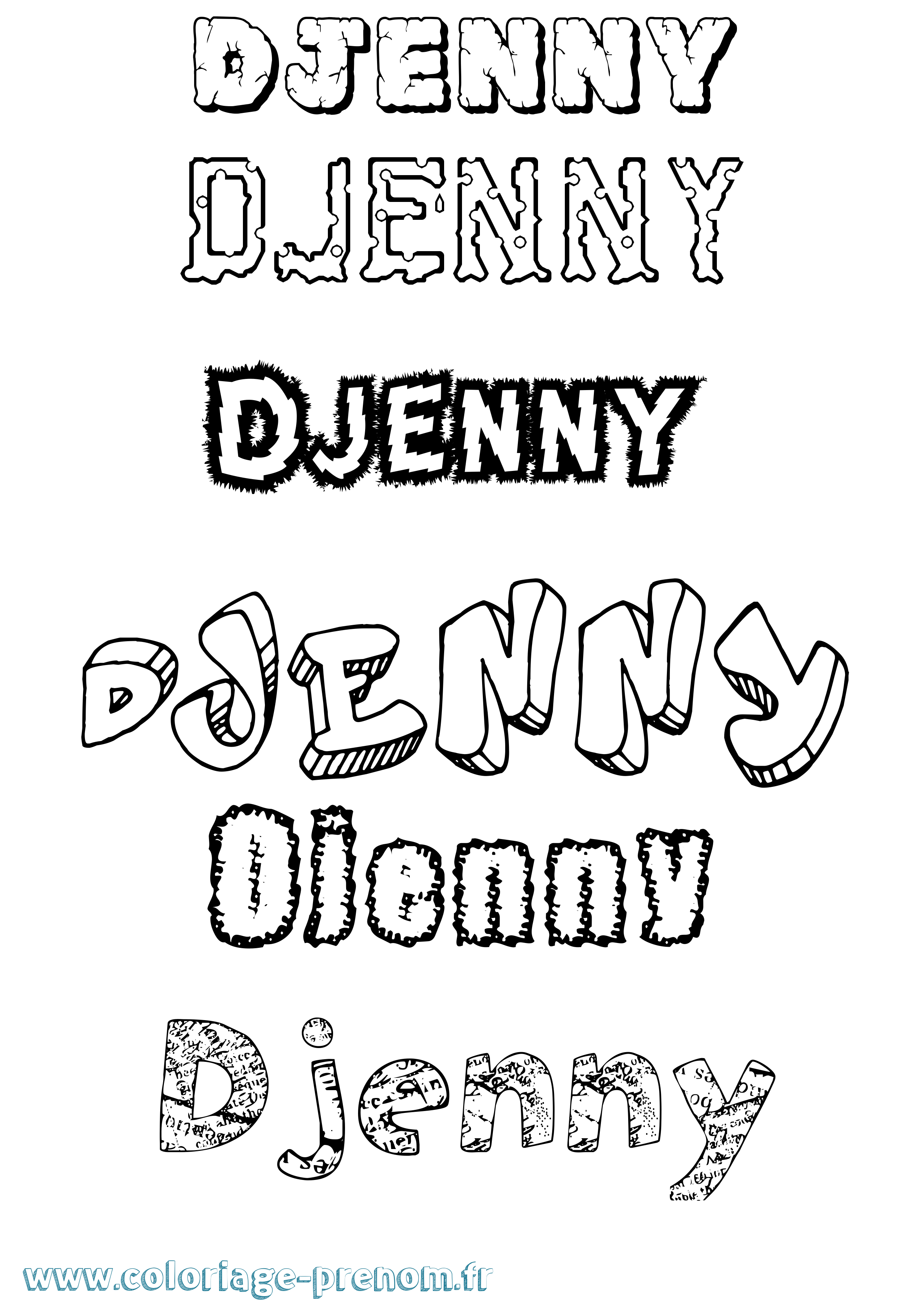 Coloriage Djenny Destructuré Coloriage prénom Djenny Destructuré