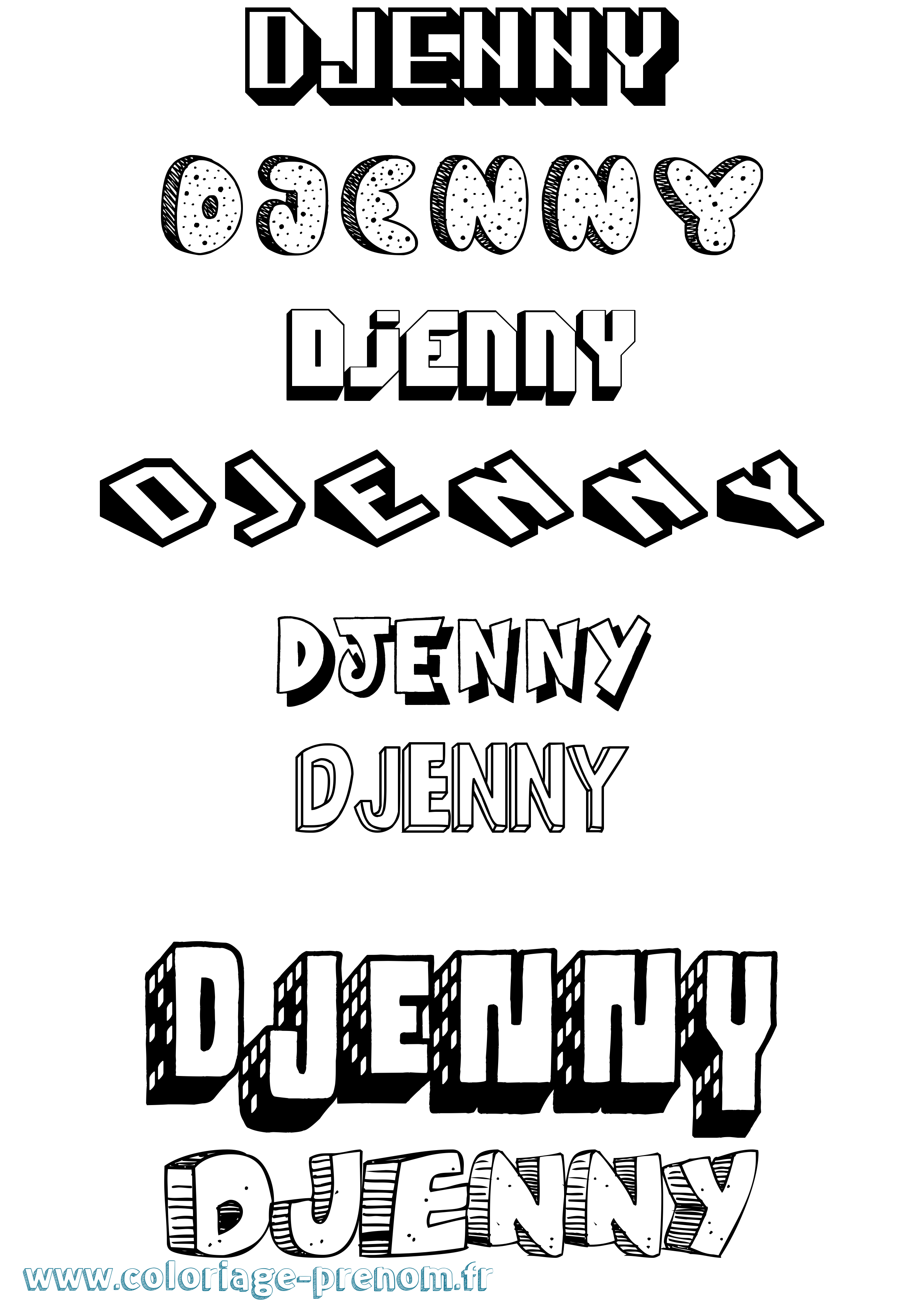 Coloriage Djenny Effet 3D Coloriage prénom Djenny Effet 3D