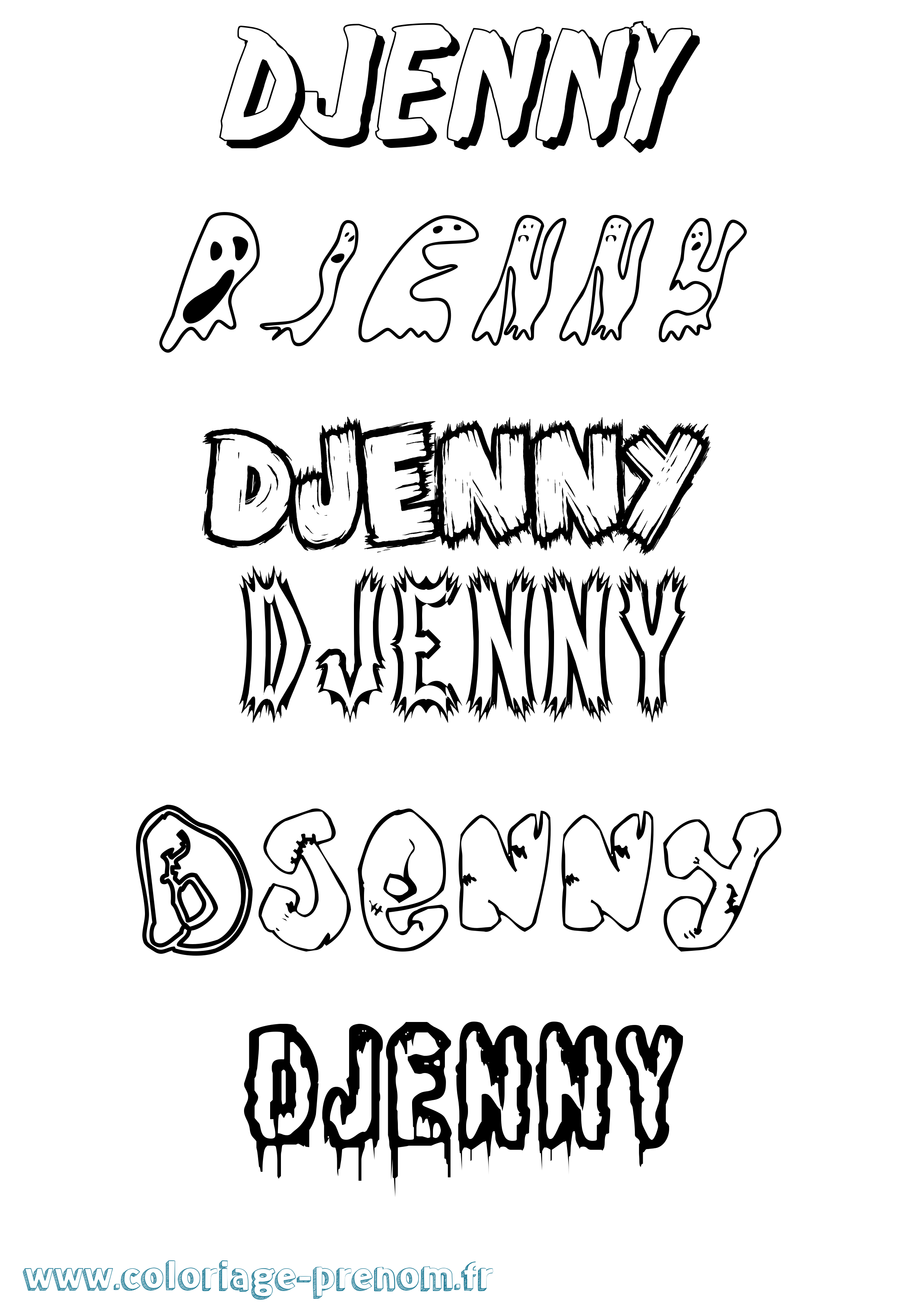 Coloriage Djenny Frisson Coloriage prénom Djenny Frisson