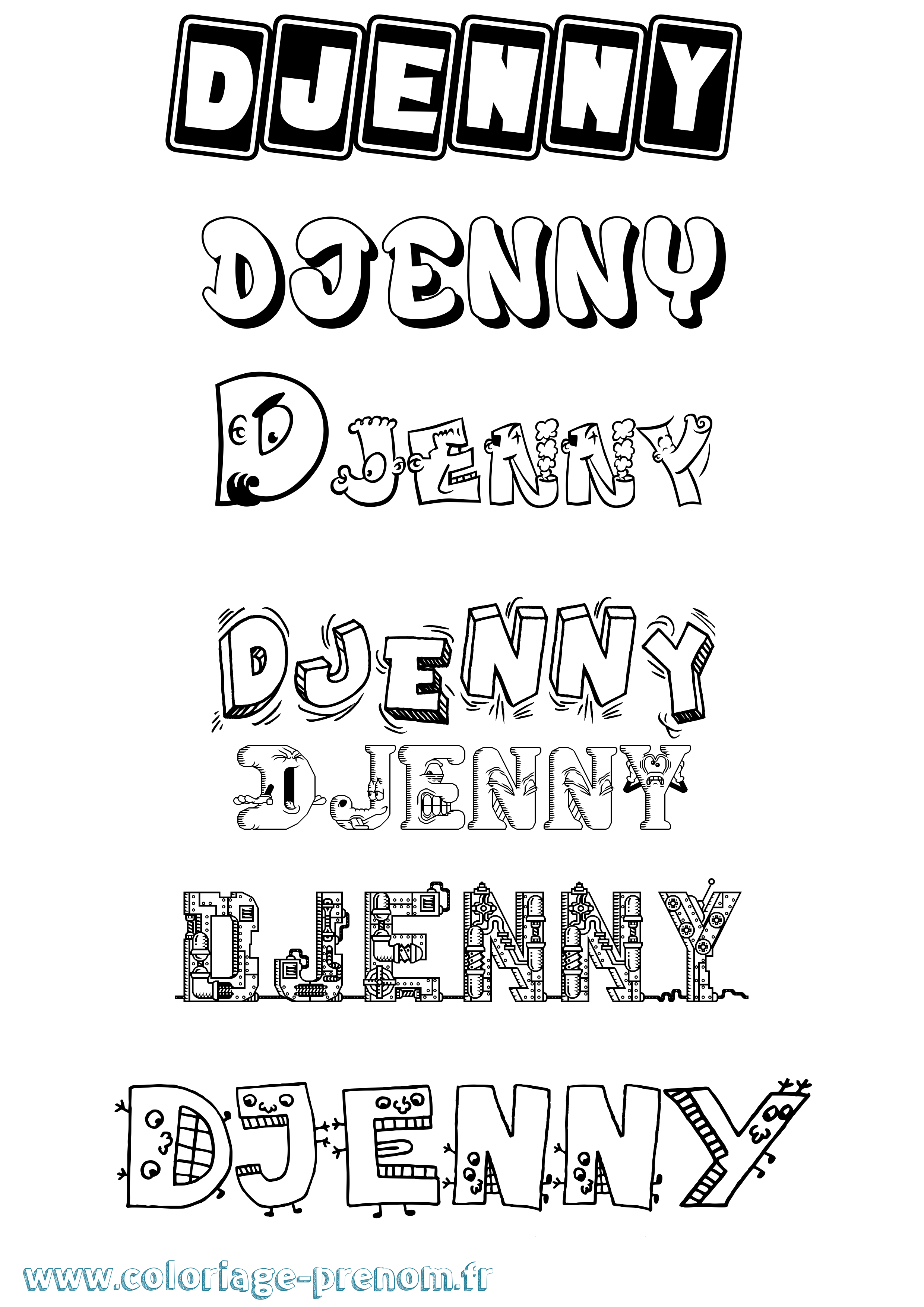 Coloriage Djenny Fun Coloriage prénom Djenny Fun