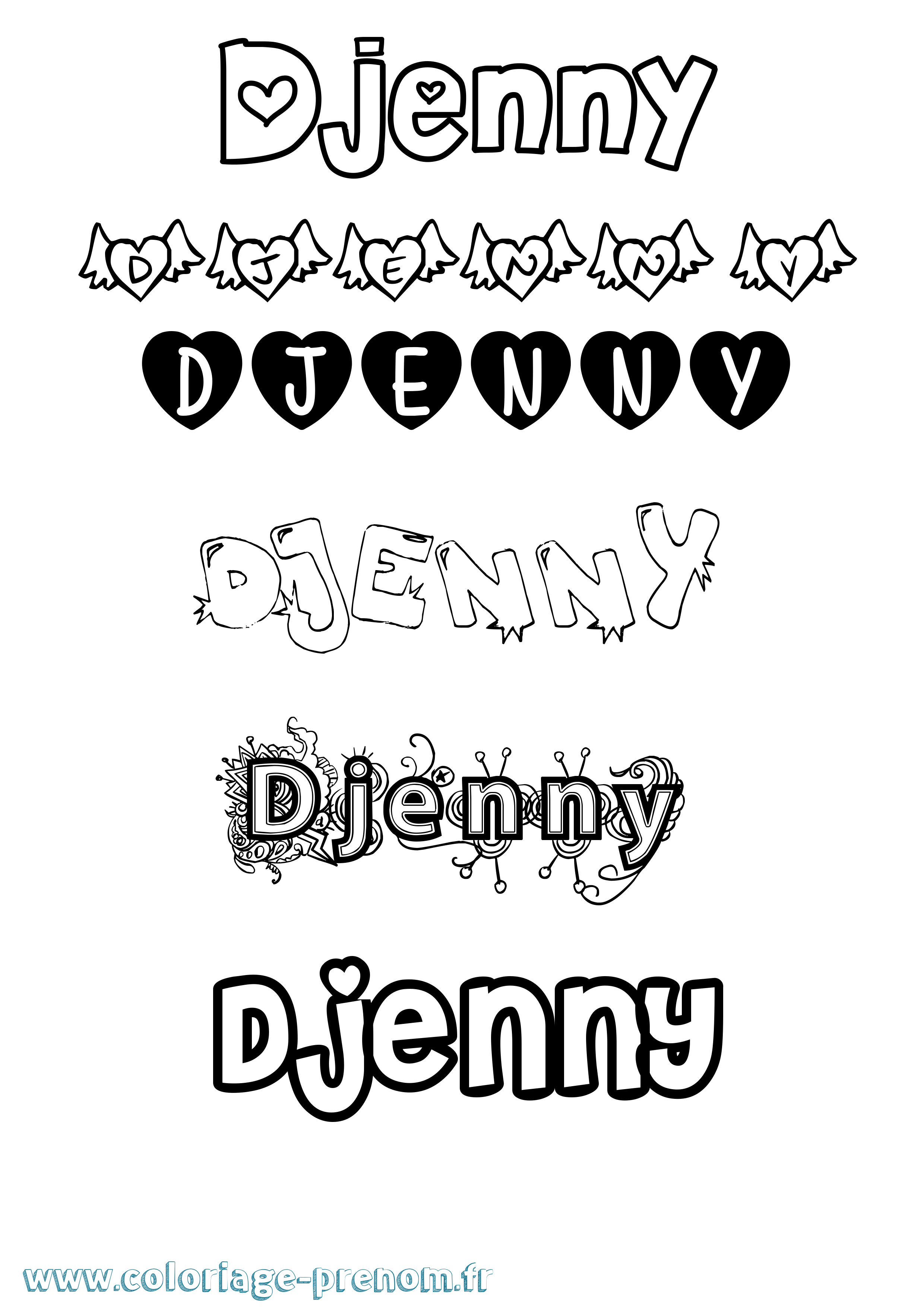 Coloriage Djenny Girly Coloriage prénom Djenny Girly