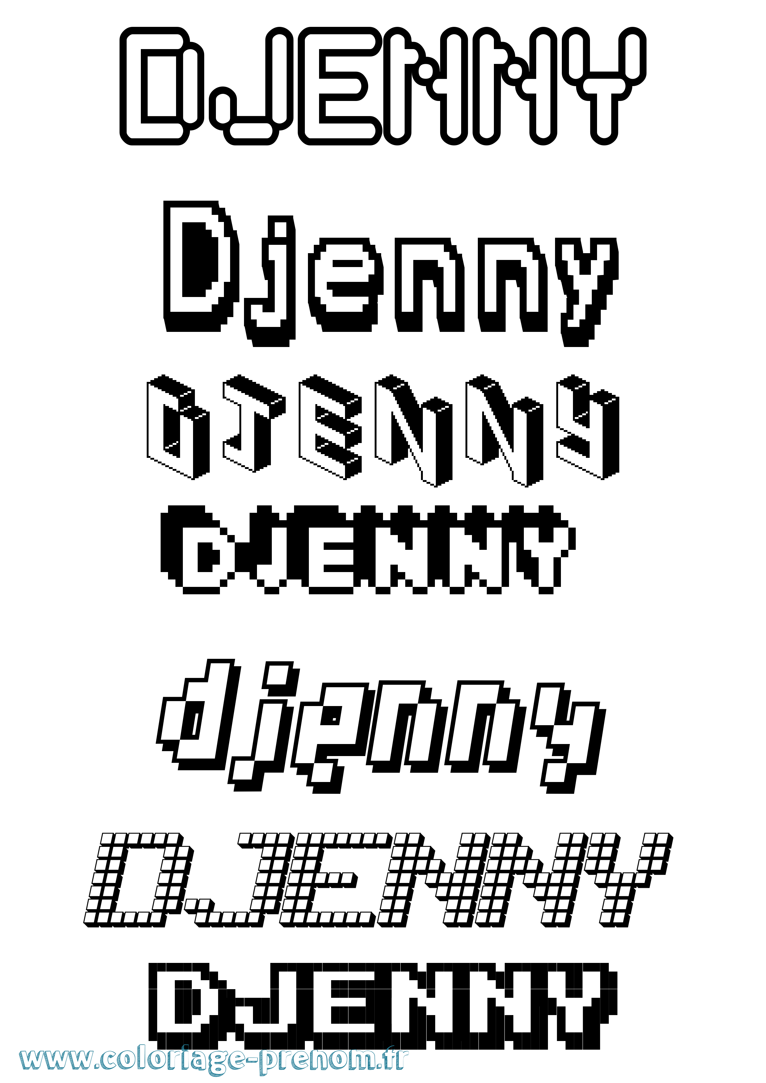 Coloriage Djenny Pixel Coloriage prénom Djenny Pixel