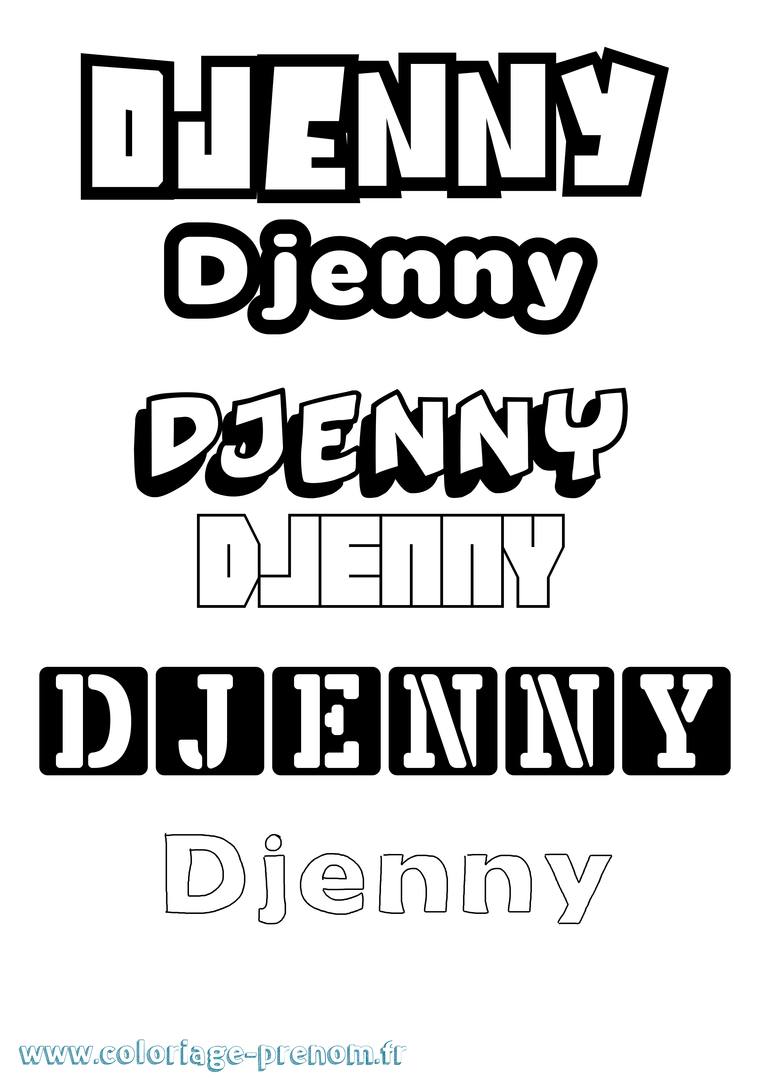 Coloriage Djenny Simple Coloriage prénom Djenny Simple