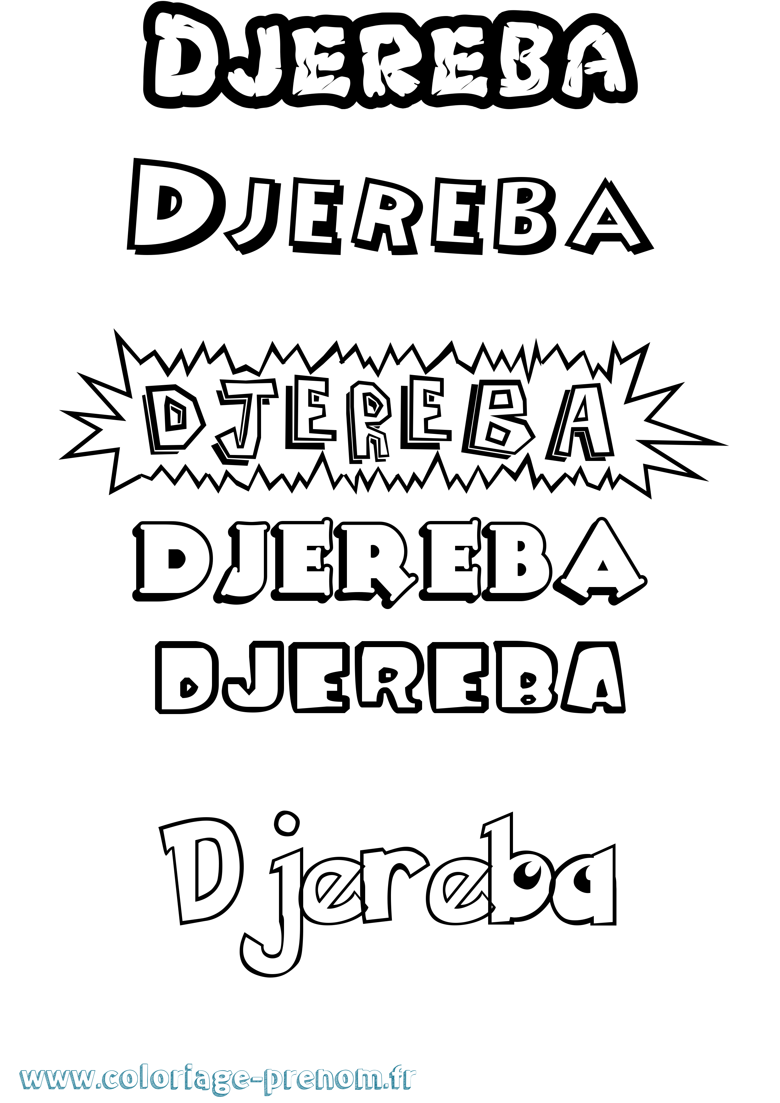 Coloriage Djereba Dessin Animé Coloriage prénom Djereba Dessin Animé