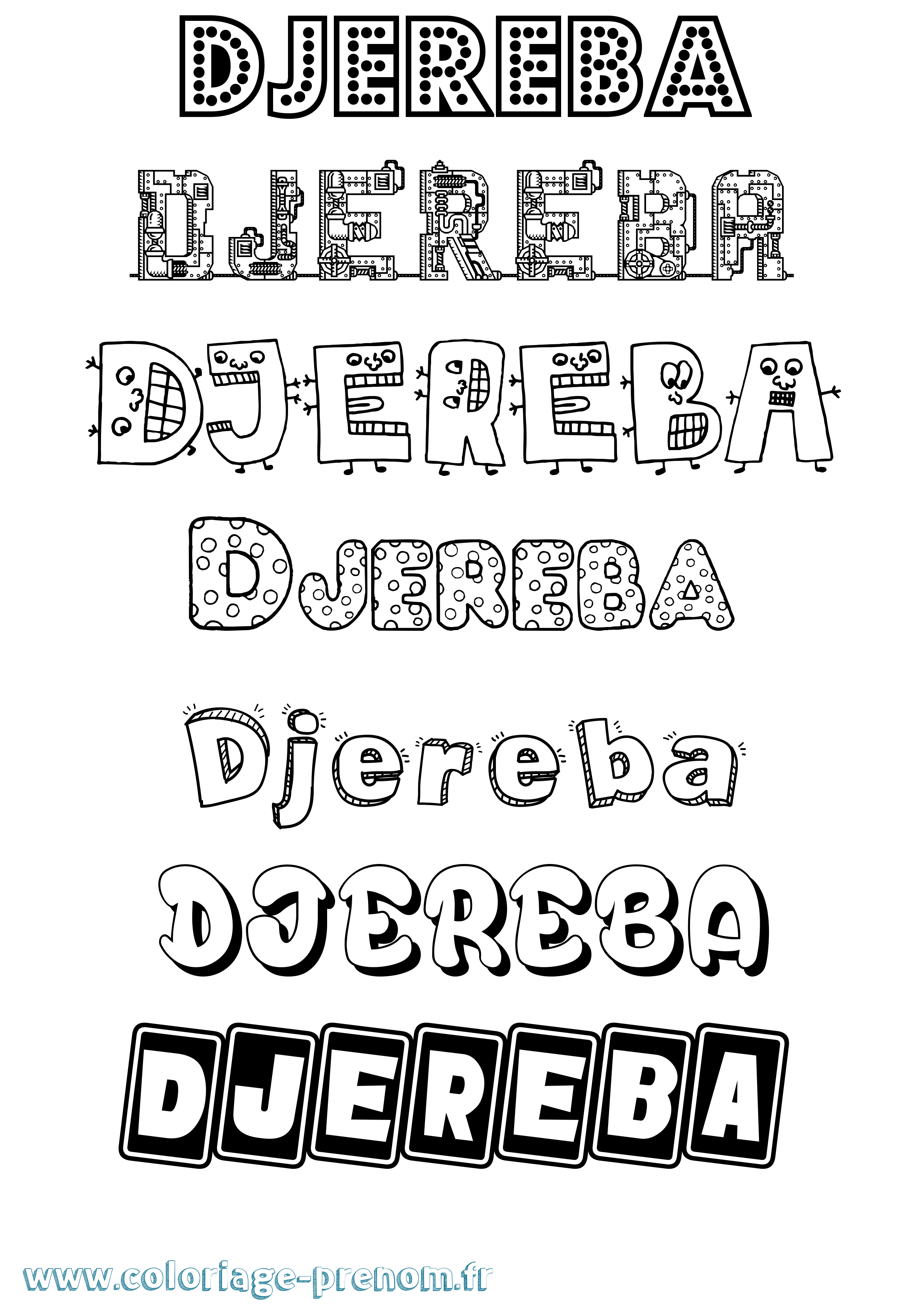 Coloriage Djereba Fun Coloriage prénom Djereba Fun