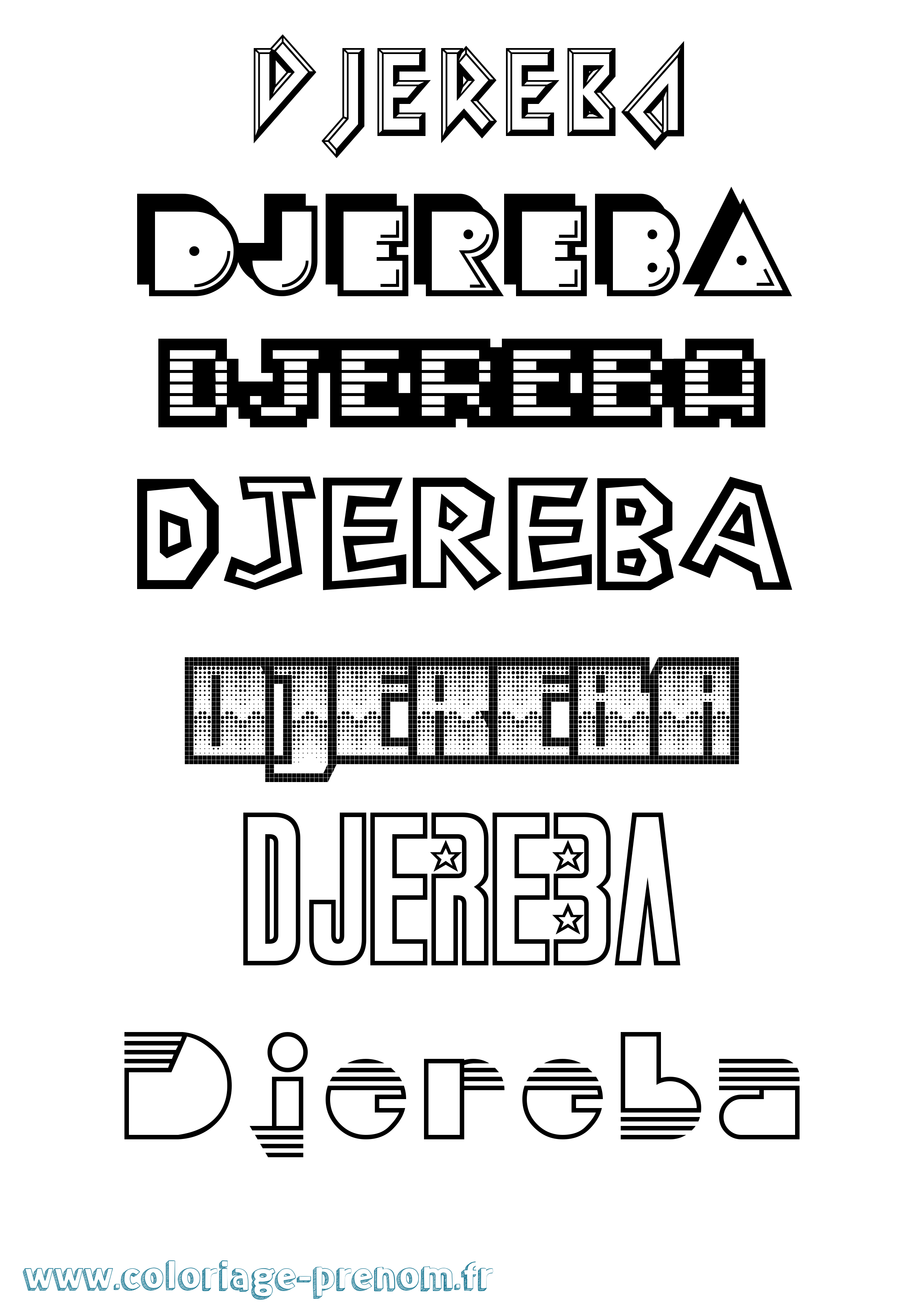Coloriage Djereba Jeux Vidéos Coloriage prénom Djereba Jeux Vidéos