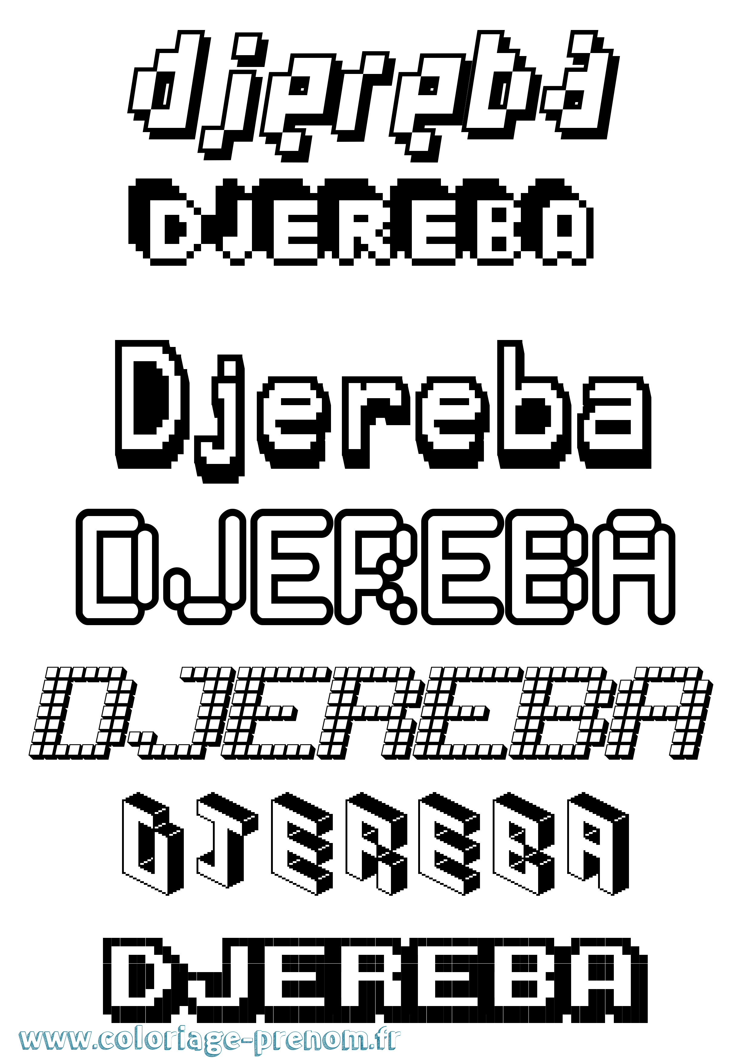 Coloriage Djereba Pixel Coloriage prénom Djereba Pixel