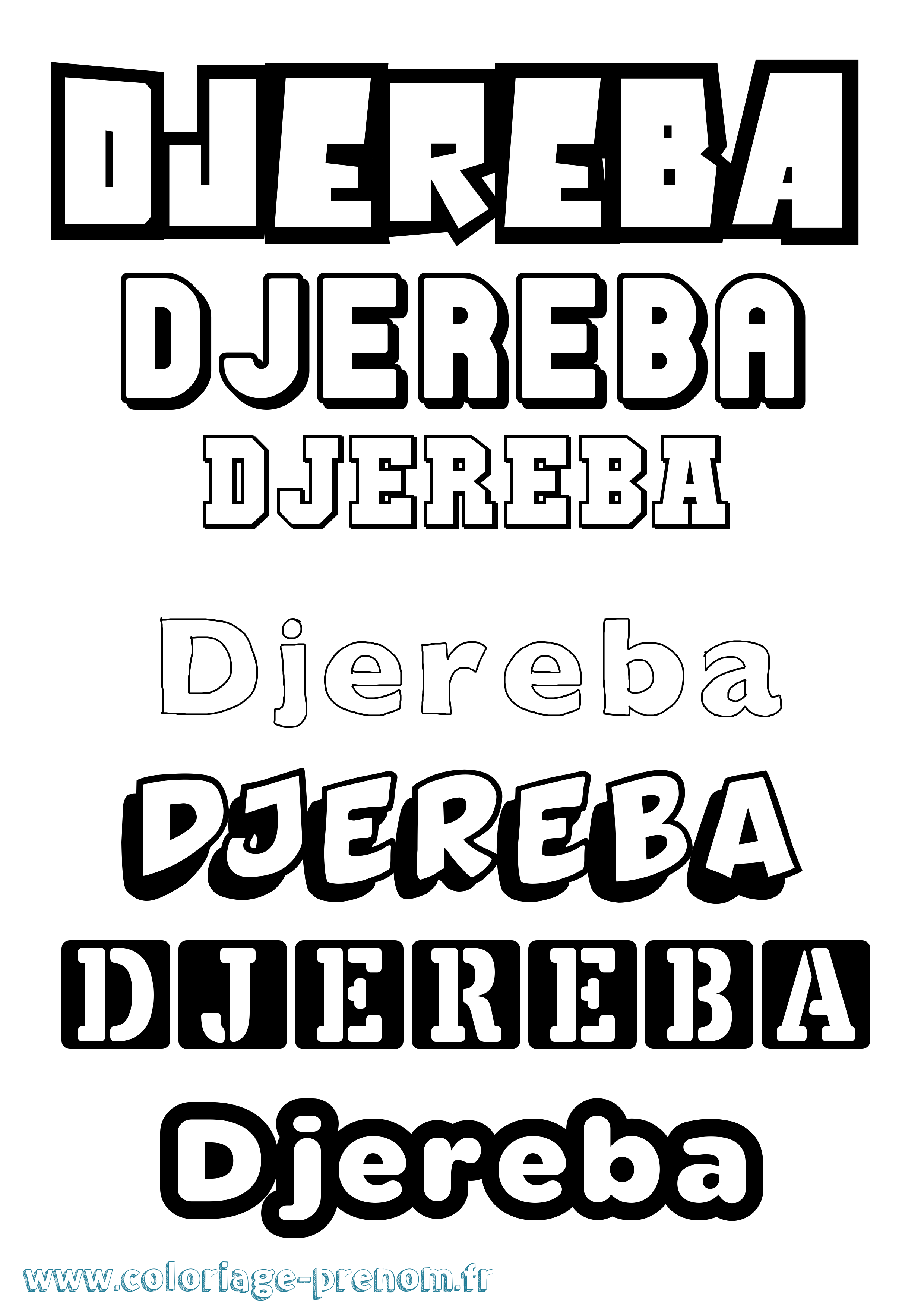 Coloriage Djereba Simple Coloriage prénom Djereba Simple