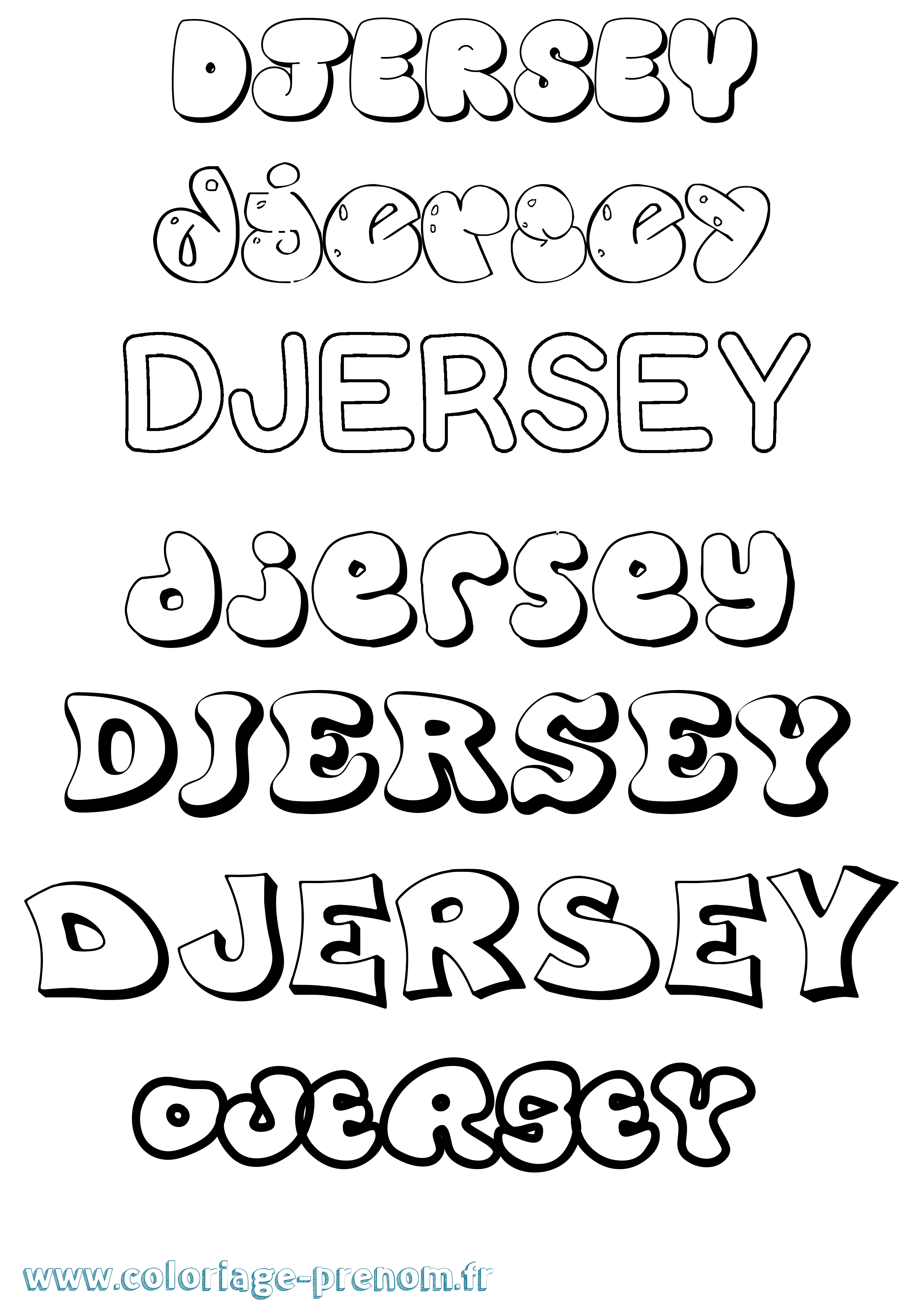 Coloriage Djersey Bubble Coloriage prénom Djersey Bubble