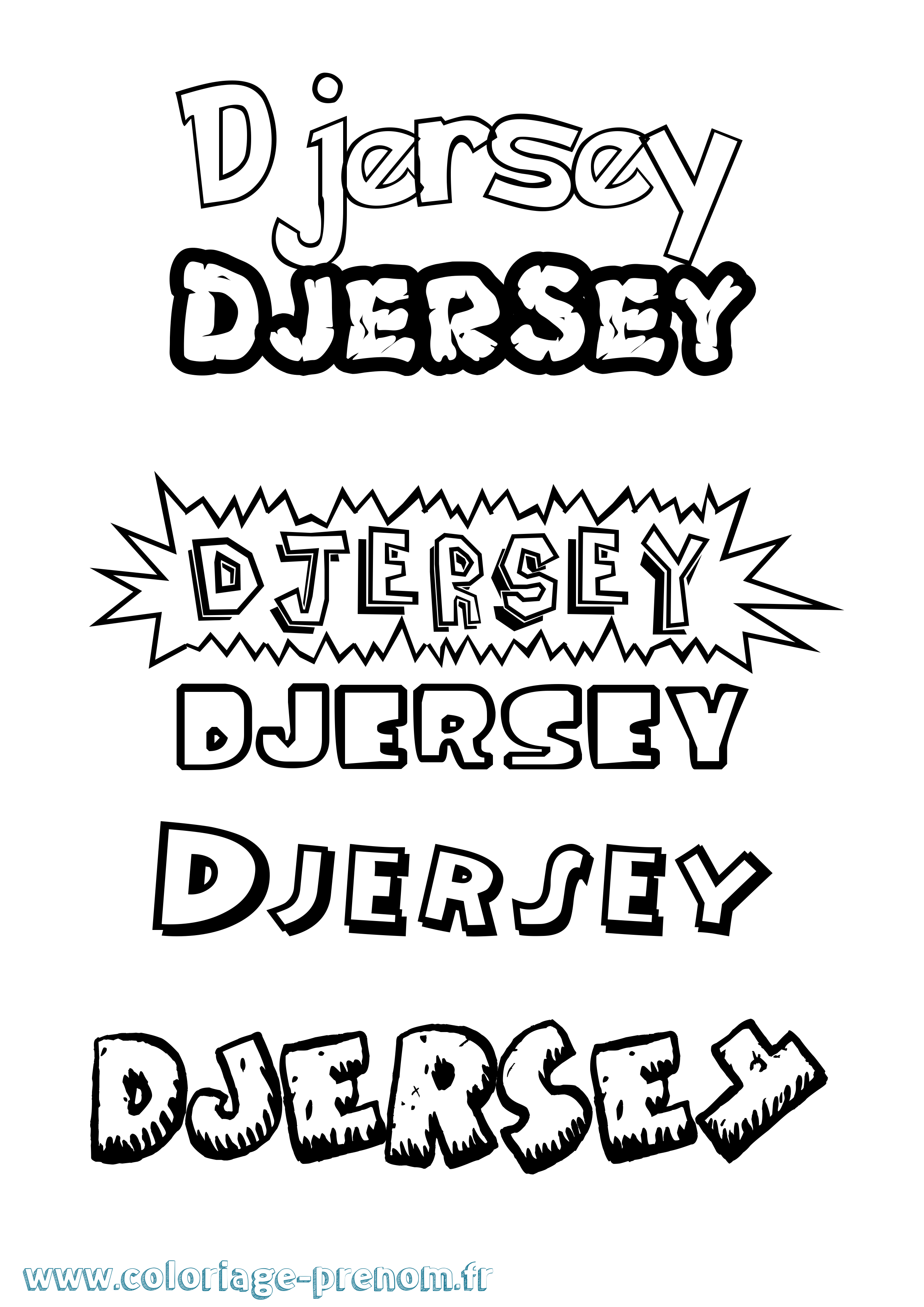 Coloriage Djersey Dessin Animé Coloriage prénom Djersey Dessin Animé