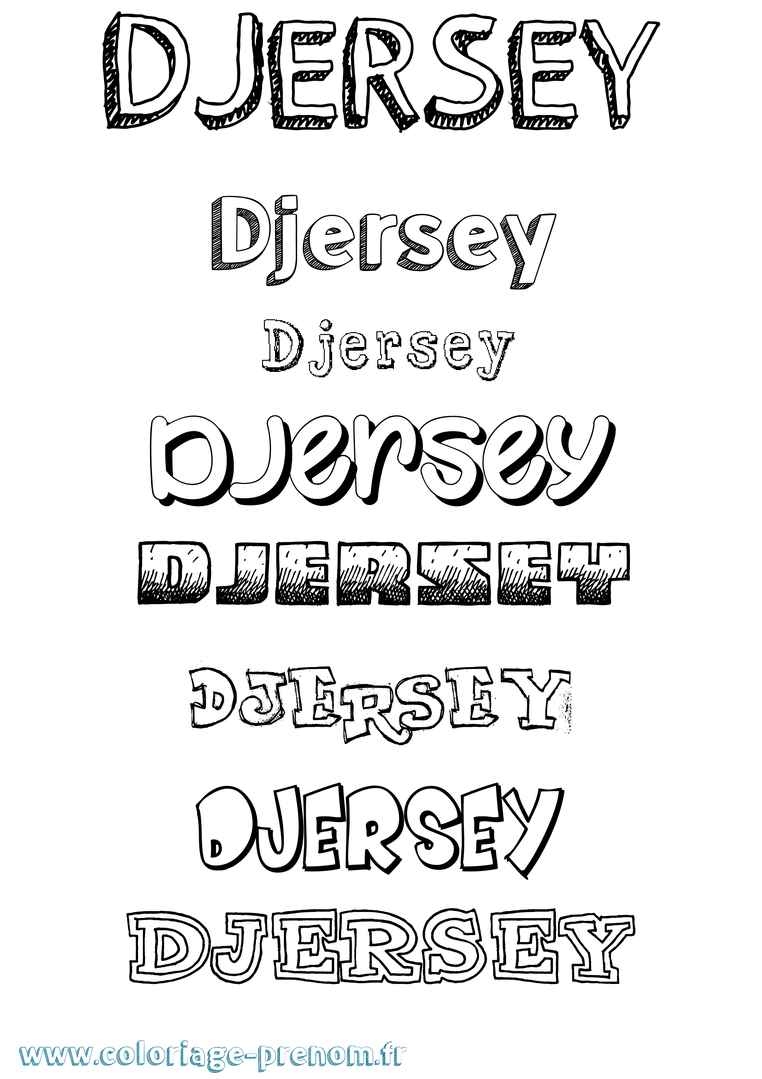 Coloriage Djersey Dessiné Coloriage prénom Djersey Dessiné