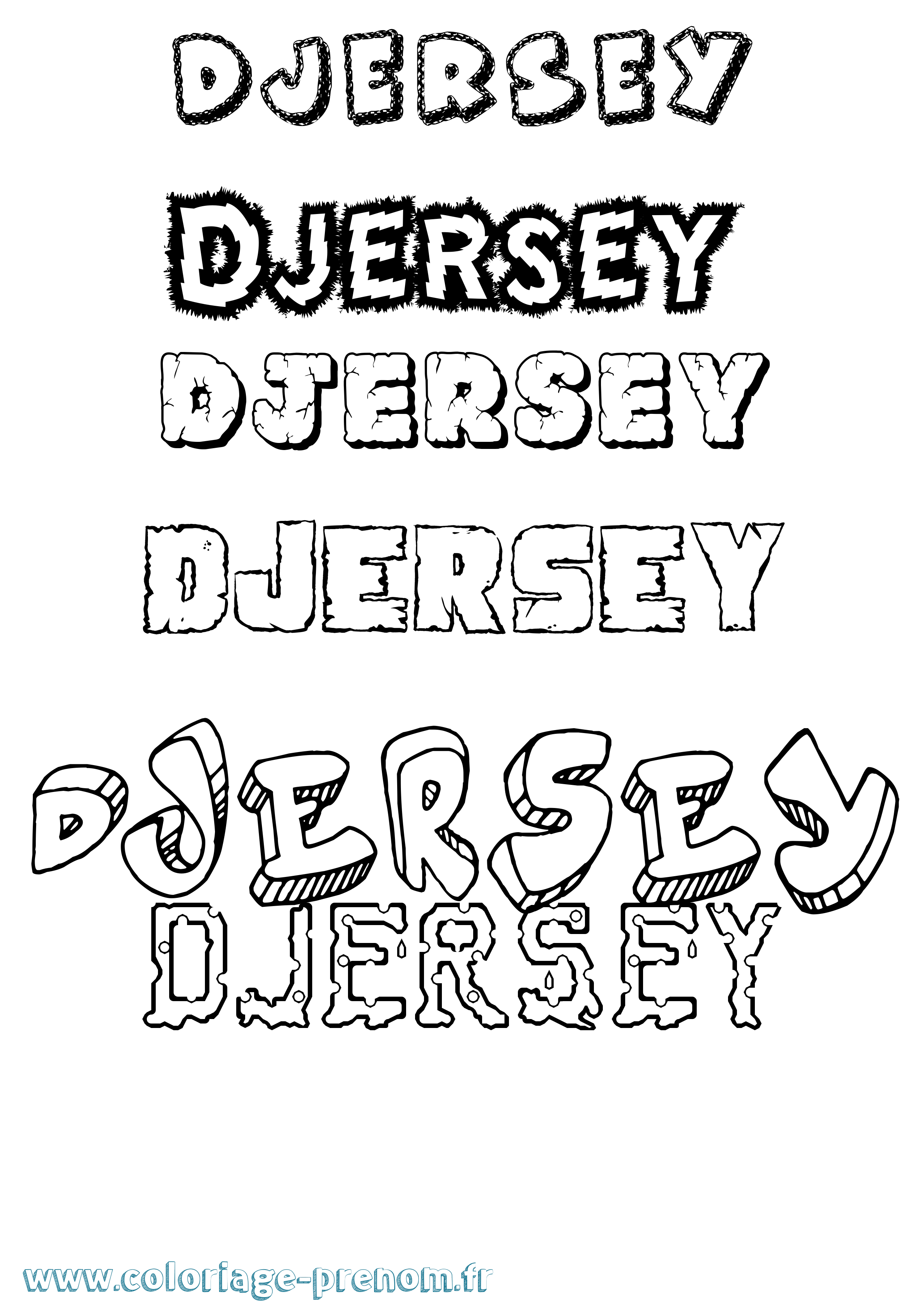 Coloriage Djersey Destructuré Coloriage prénom Djersey Destructuré