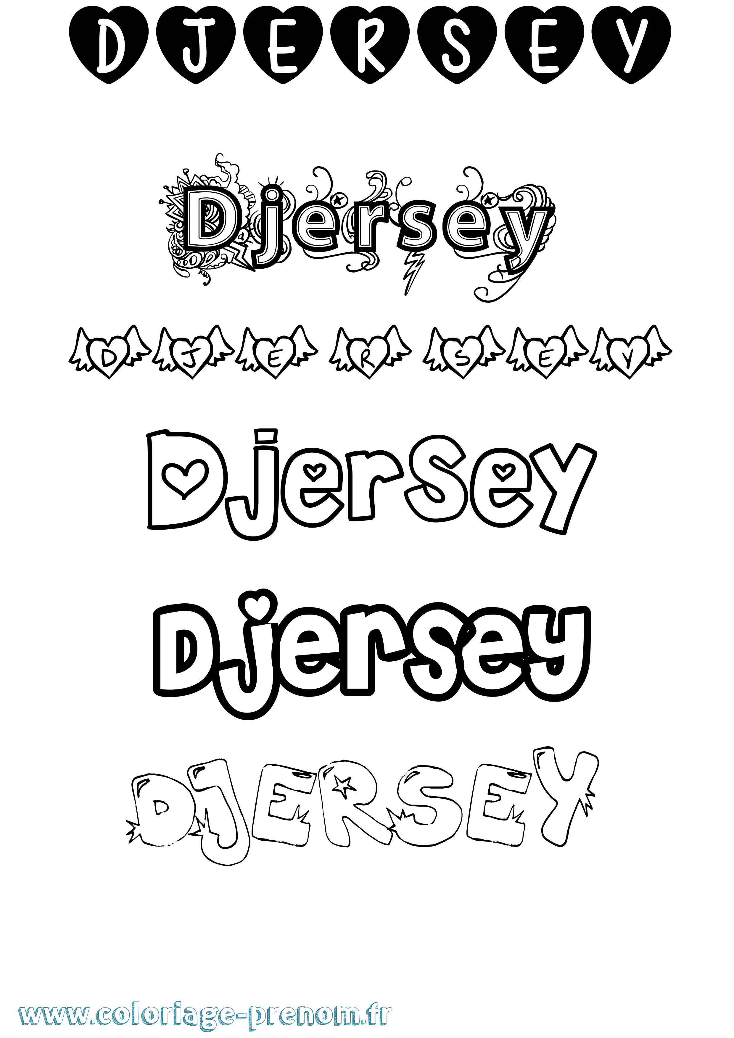 Coloriage Djersey Girly Coloriage prénom Djersey Girly