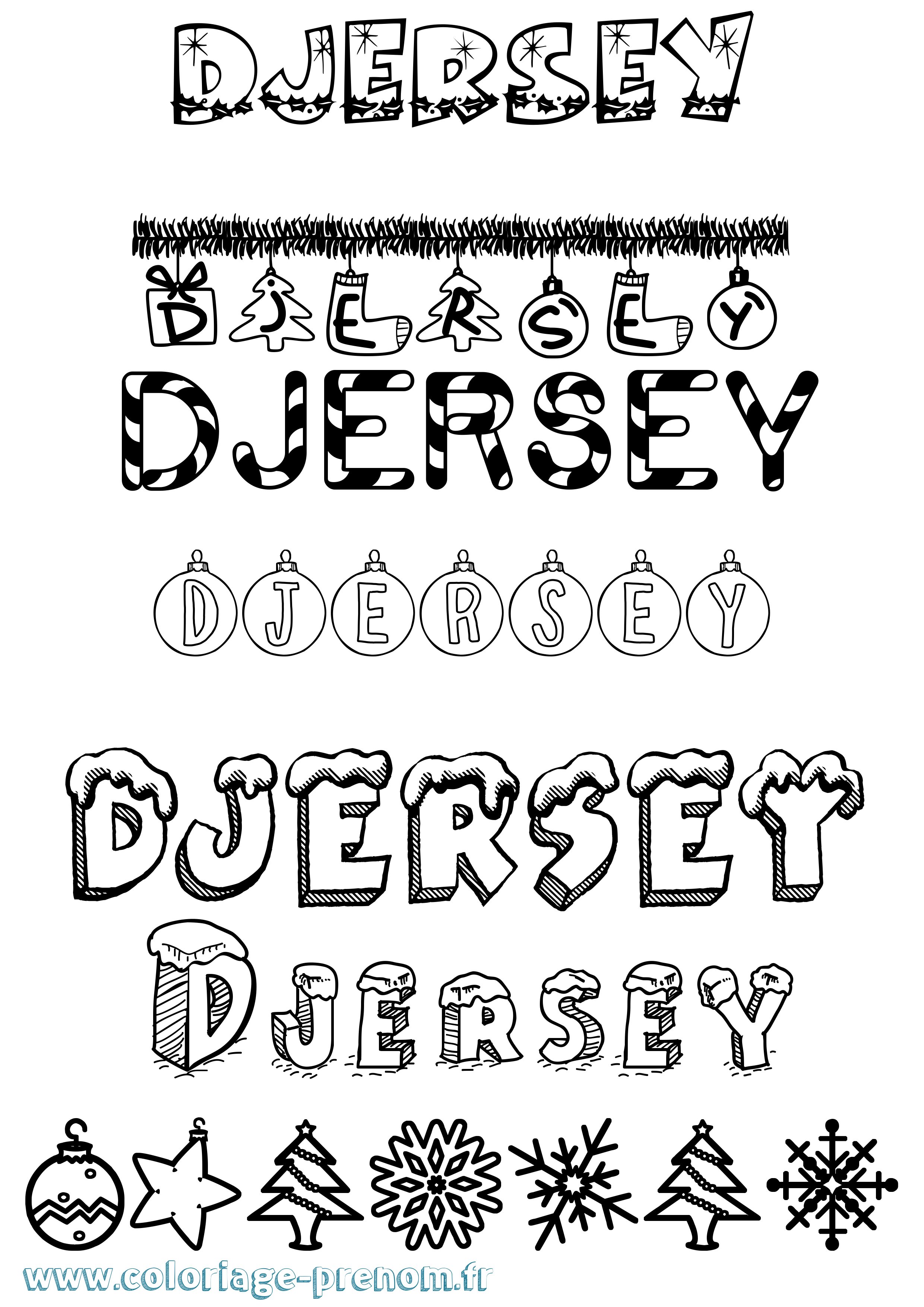 Coloriage Djersey Noël Coloriage prénom Djersey Noël