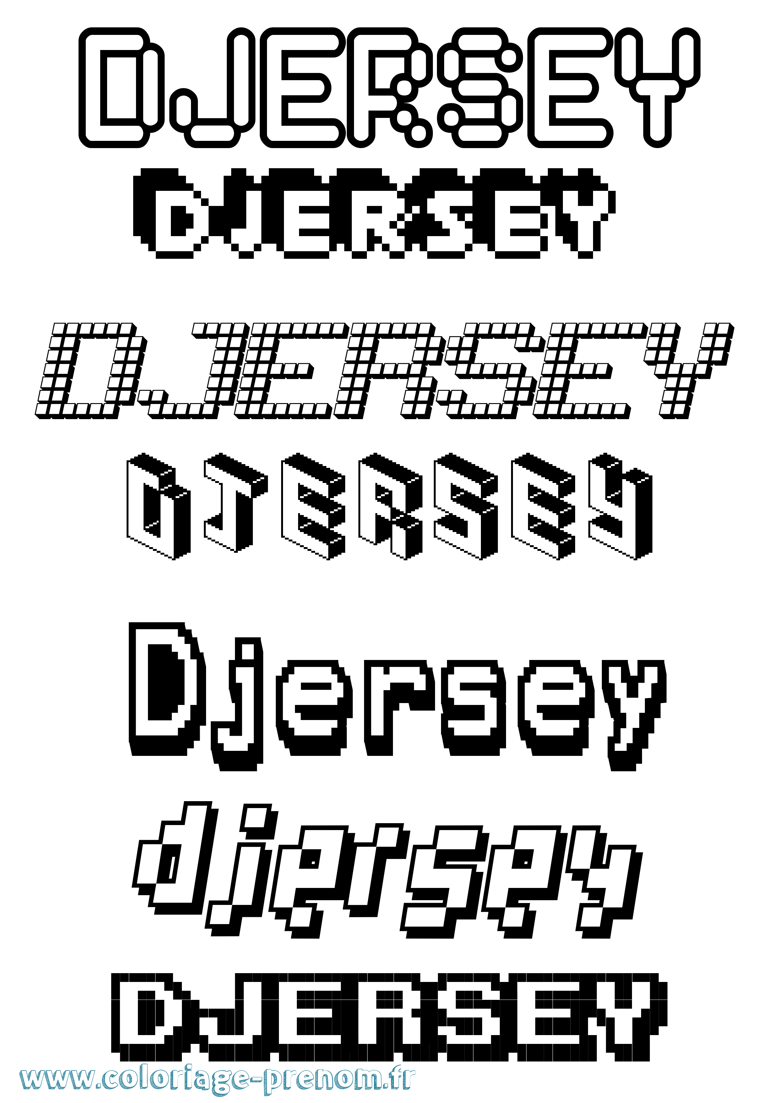 Coloriage Djersey Pixel Coloriage prénom Djersey Pixel