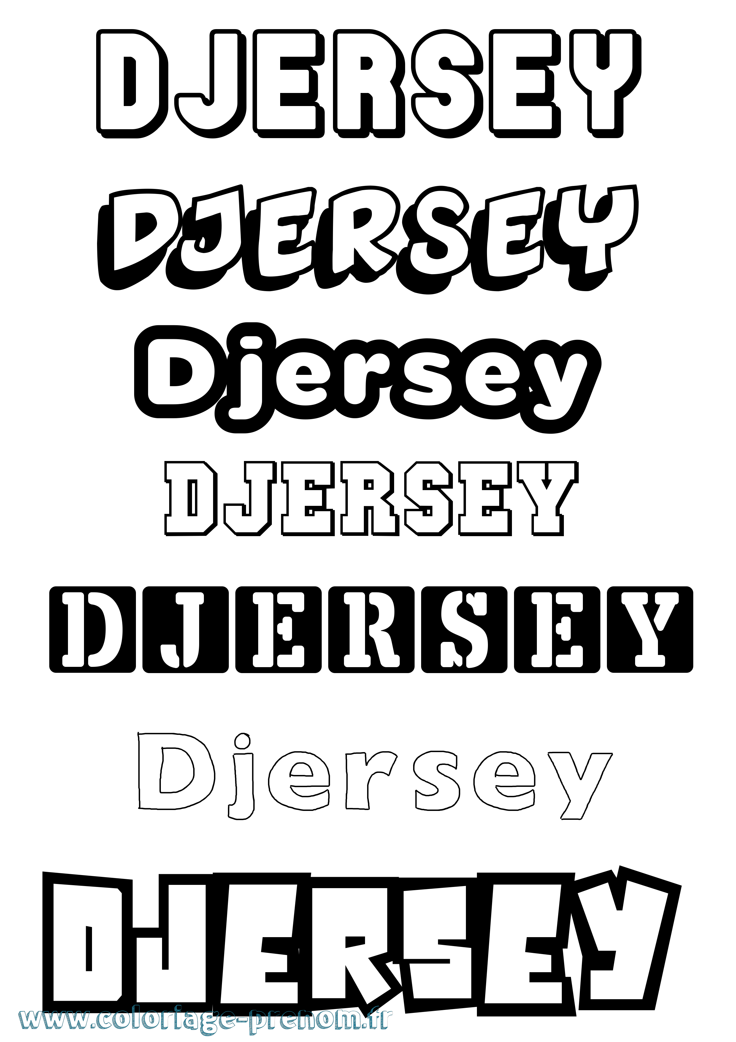 Coloriage Djersey Simple Coloriage prénom Djersey Simple