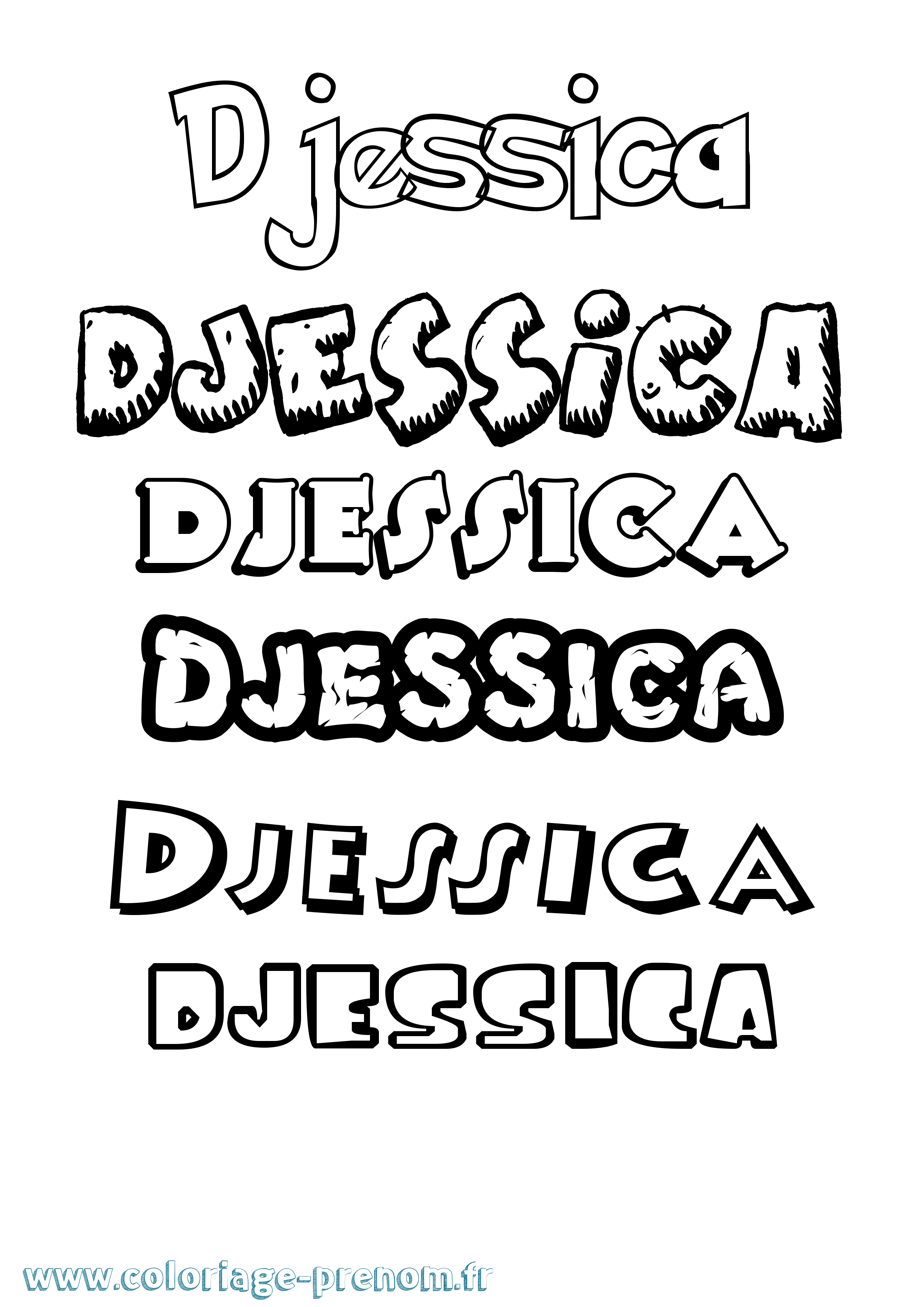 Coloriage Djessica Dessin Animé Coloriage prénom Djessica Dessin Animé