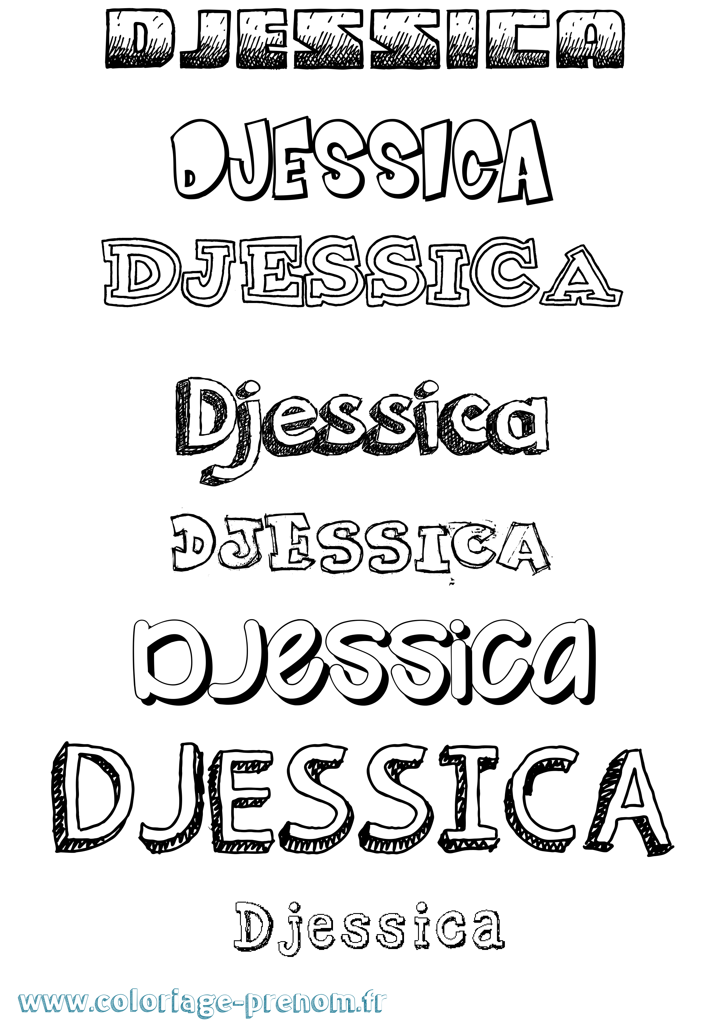 Coloriage Djessica Dessiné Coloriage prénom Djessica Dessiné