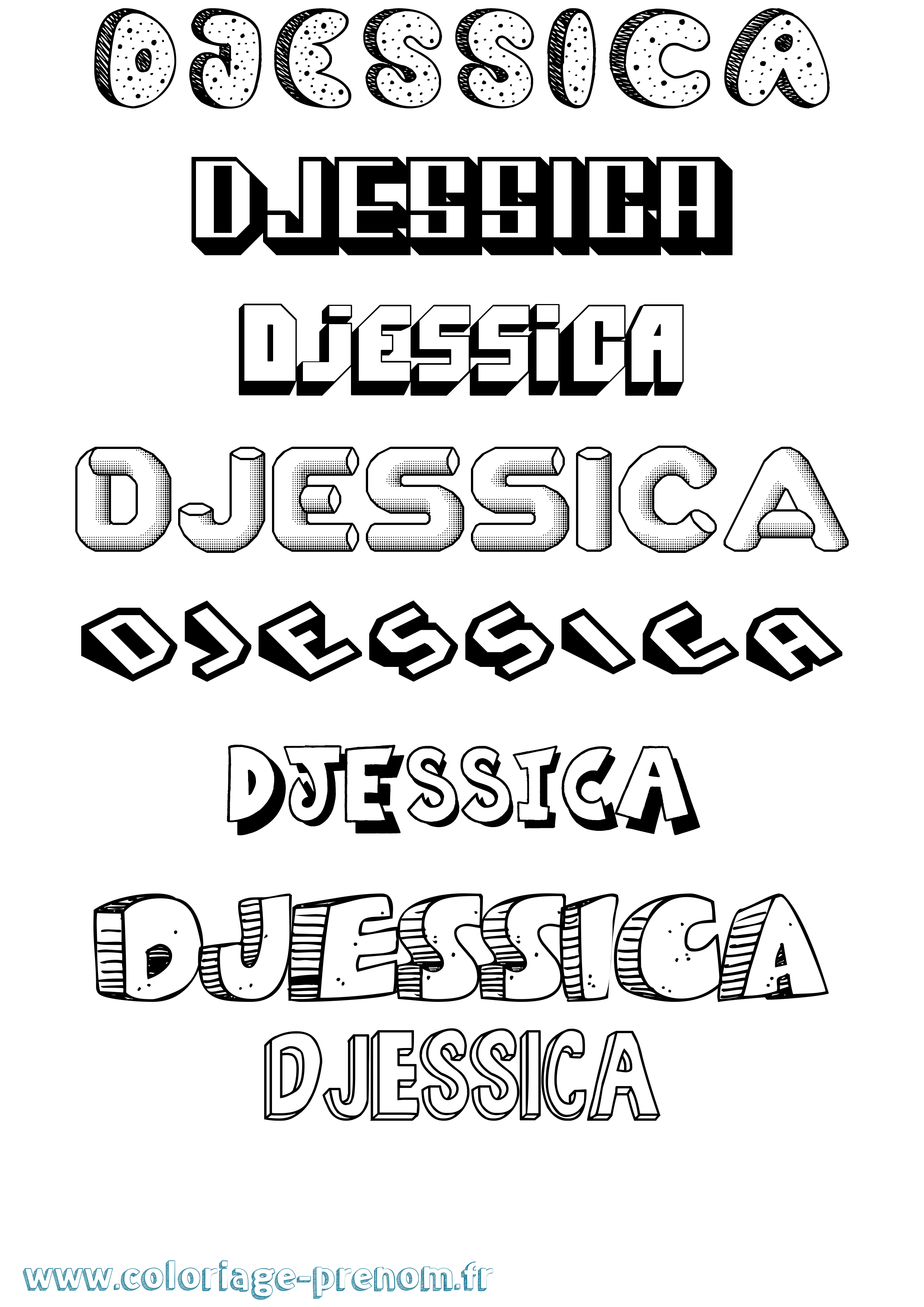 Coloriage Djessica Effet 3D Coloriage prénom Djessica Effet 3D