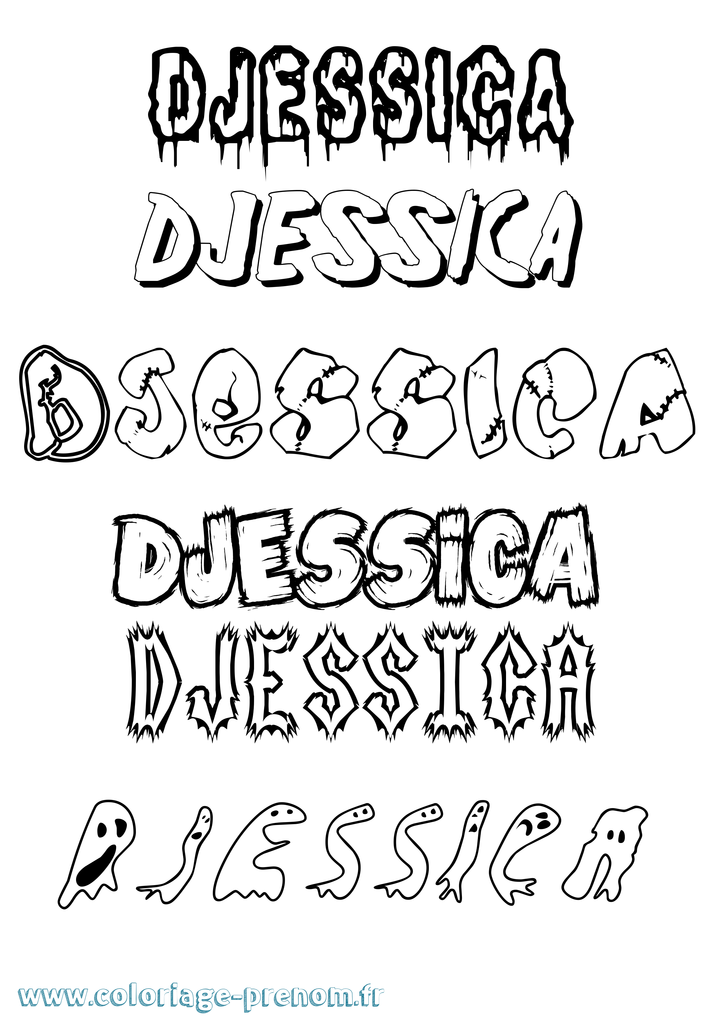 Coloriage Djessica Frisson Coloriage prénom Djessica Frisson
