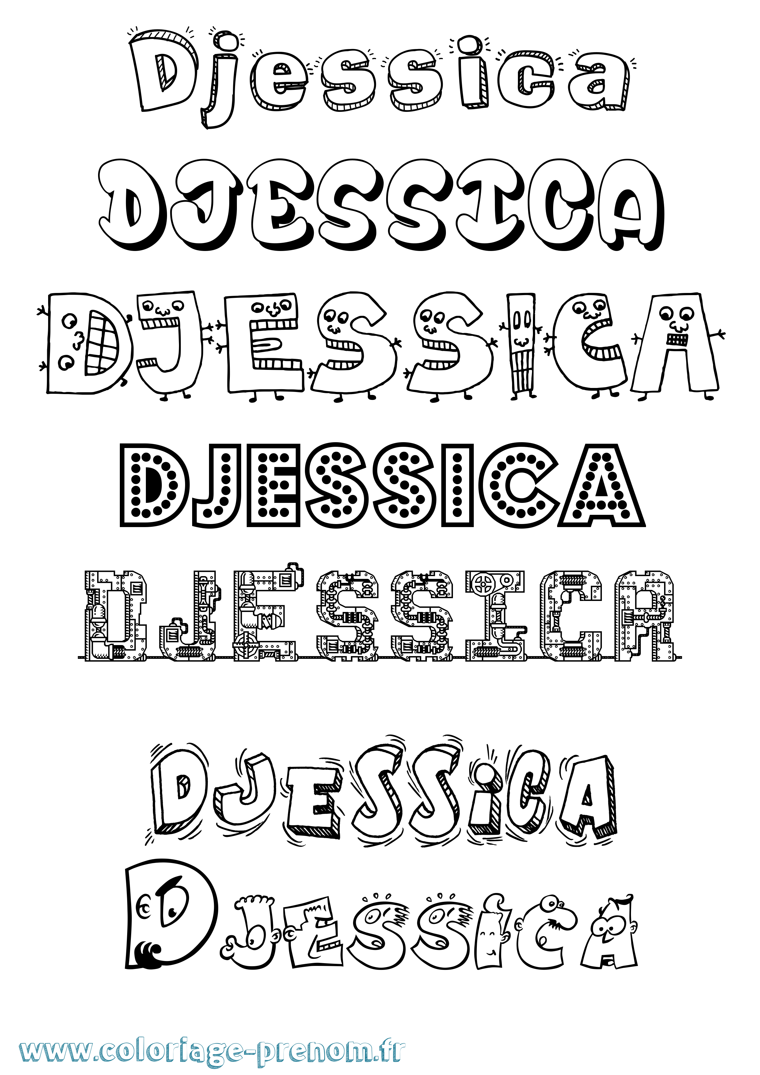 Coloriage Djessica Fun Coloriage prénom Djessica Fun