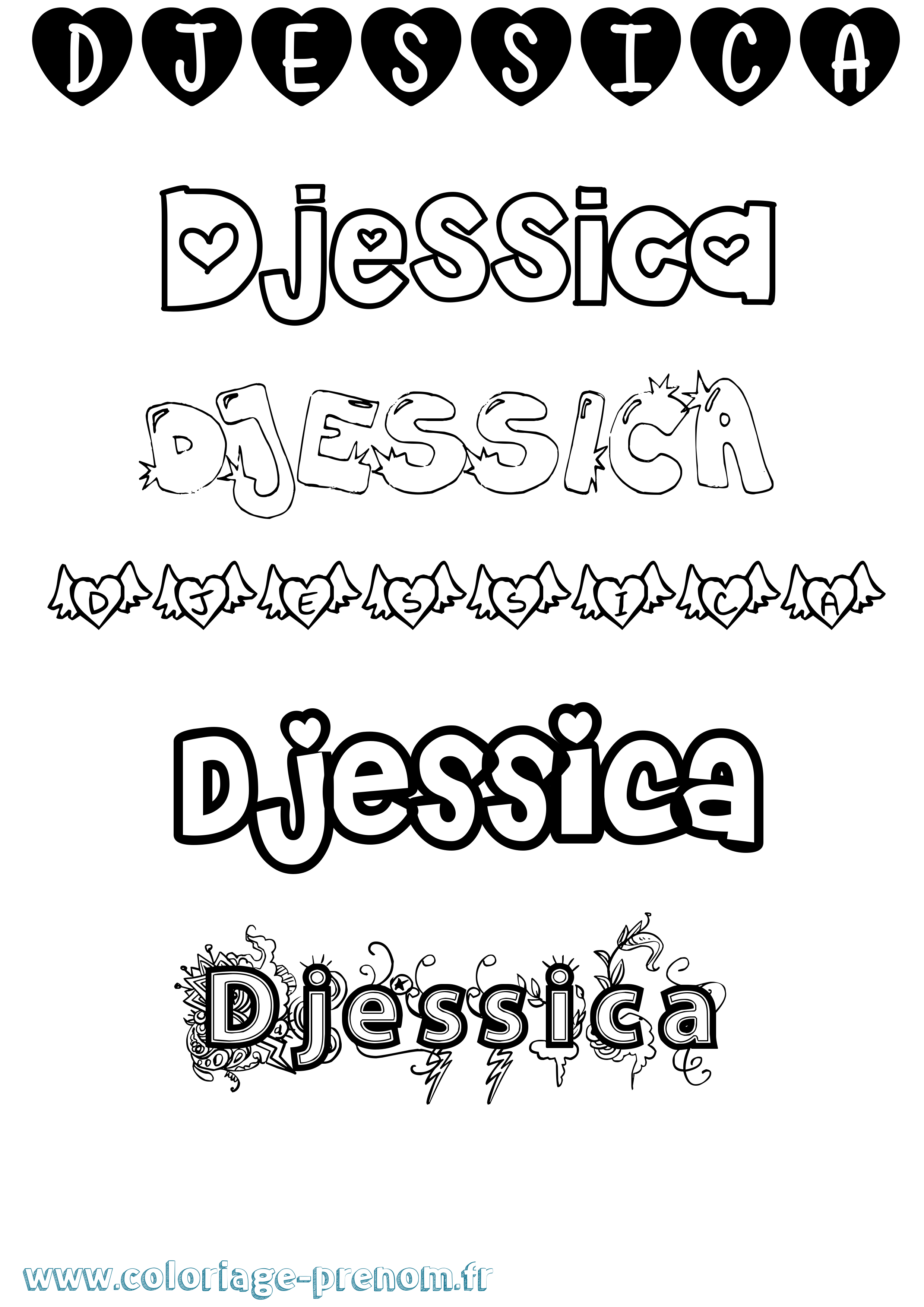 Coloriage Djessica Girly Coloriage prénom Djessica Girly