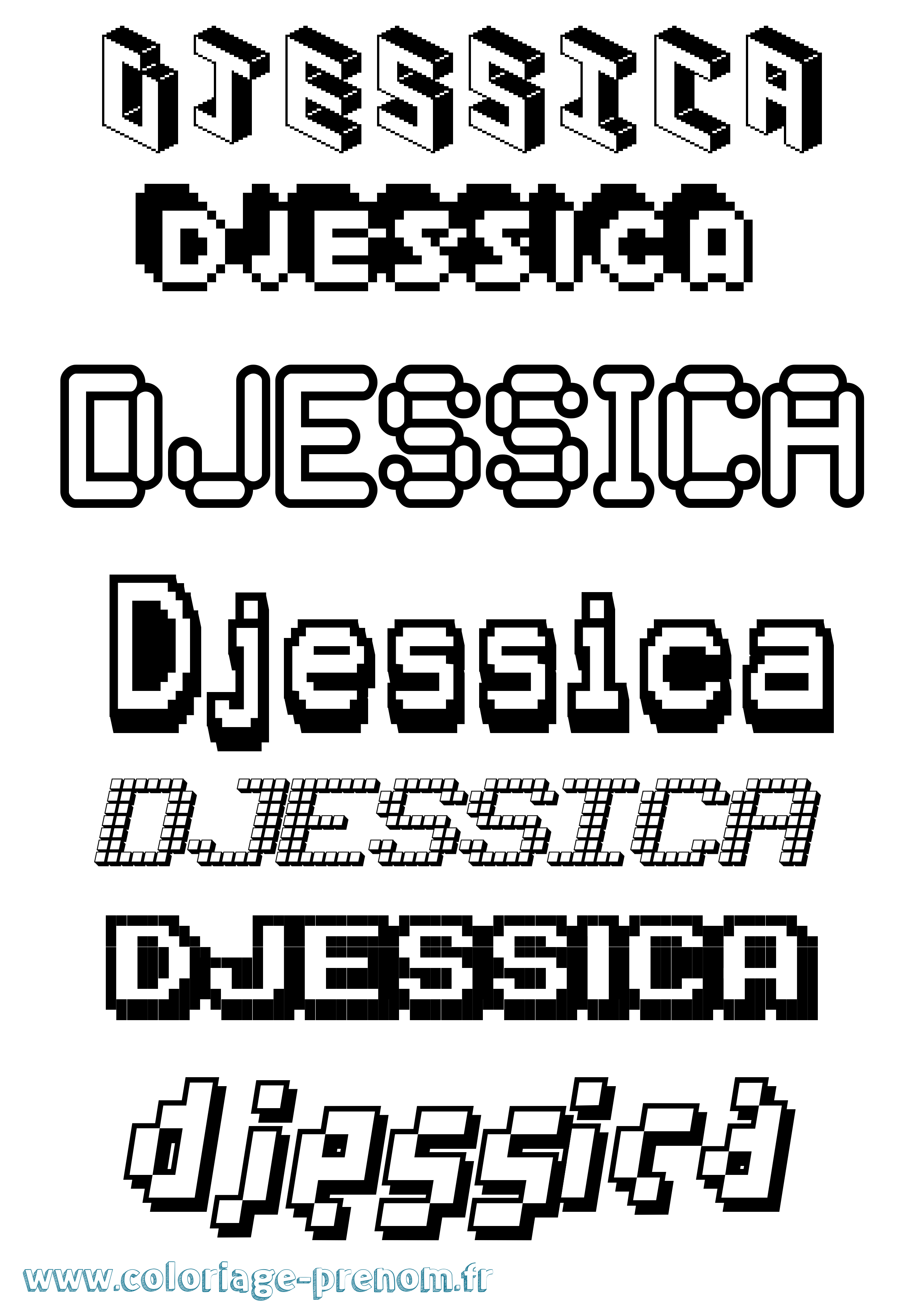 Coloriage Djessica Pixel Coloriage prénom Djessica Pixel